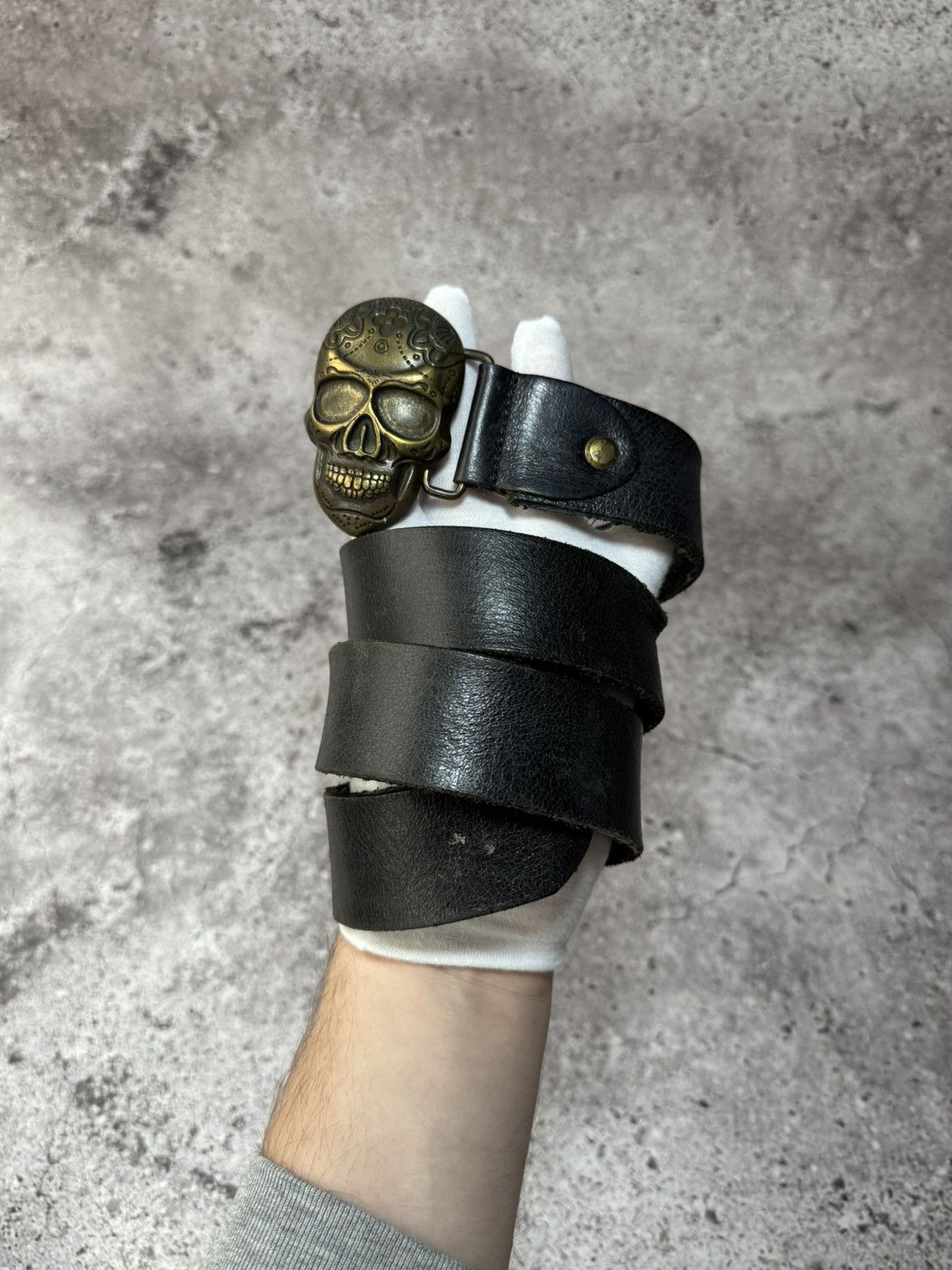 Japanese Brand × Vintage Skull Black Leather Mexico Belt Vintage Size ONE SIZE - 3 Thumbnail