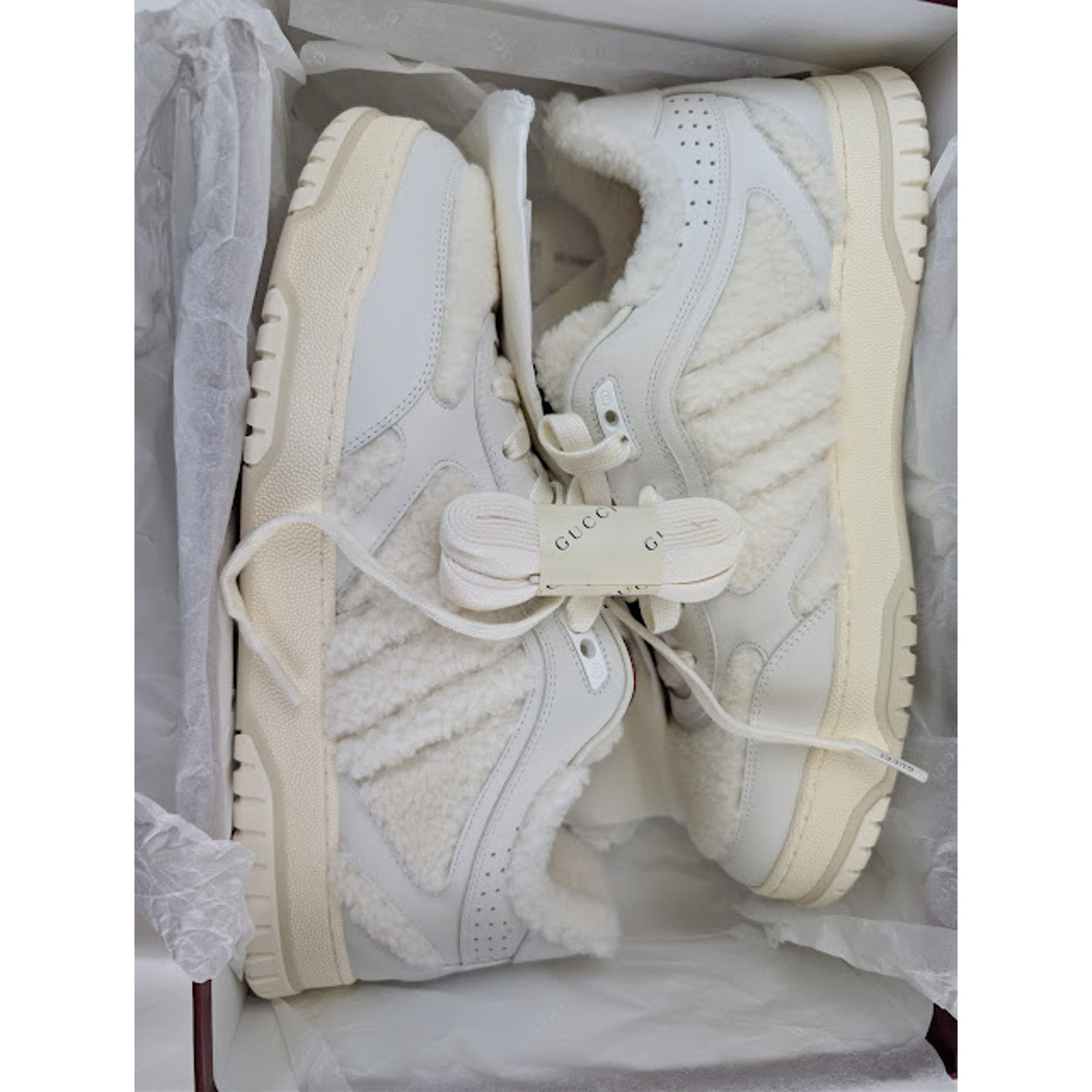 Gucci o1rshd1 Leather Re-Web Sneaker in White Merino Wool-Effect Size US 10 / EU 43 - 21 Thumbnail