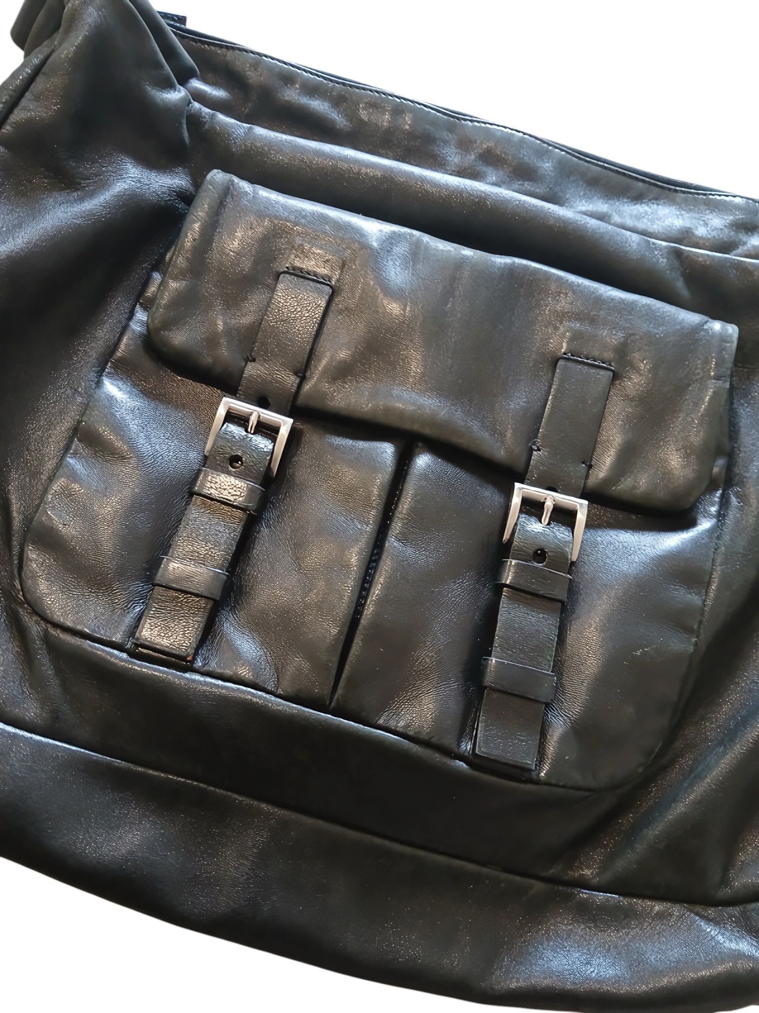 Prada LEATHER MESSENGER CROSSBODY BAG Size ONE SIZE - 3 Thumbnail