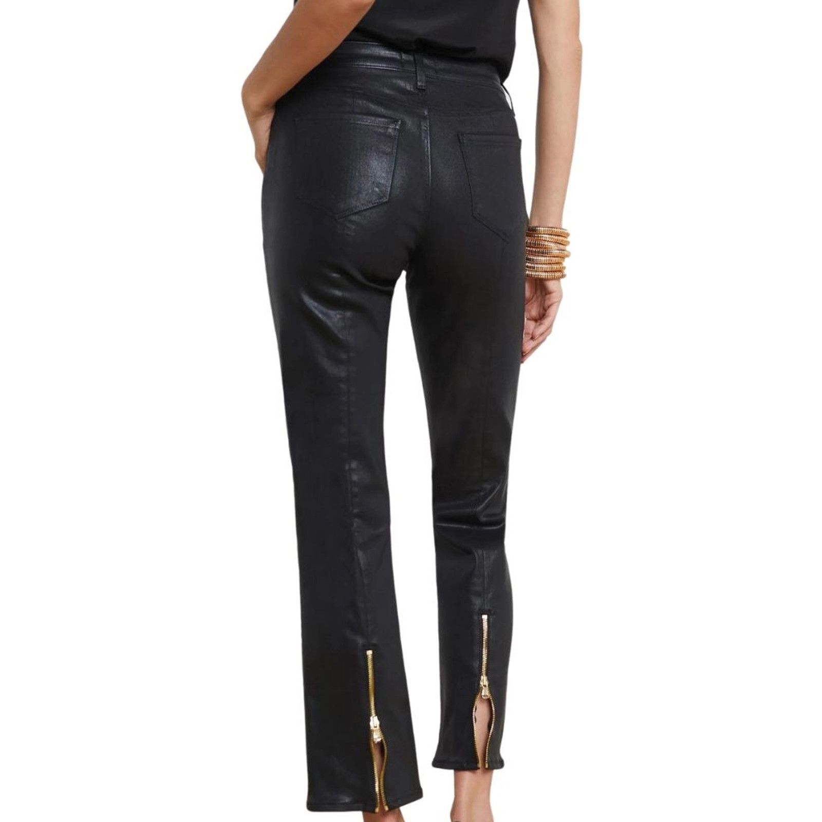 L'AGENCE L'agence Ginny High Rise Straight Jean in Noir Coated Size 24" / US 00 / IT 34 - 3 Thumbnail