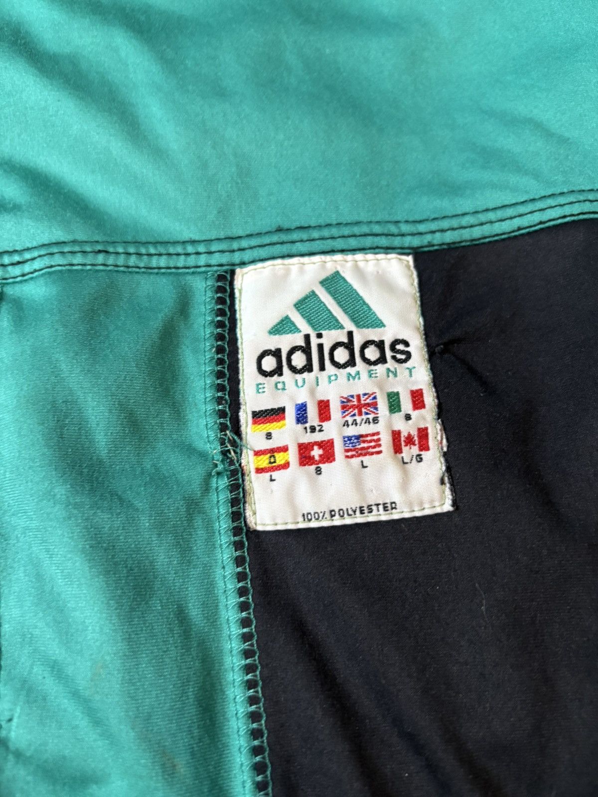 Adidas Vintage 90s Adidas Equipment EQT Track Jacket - Teal/Black Size US XL / EU 56 / 4 - 6 Thumbnail