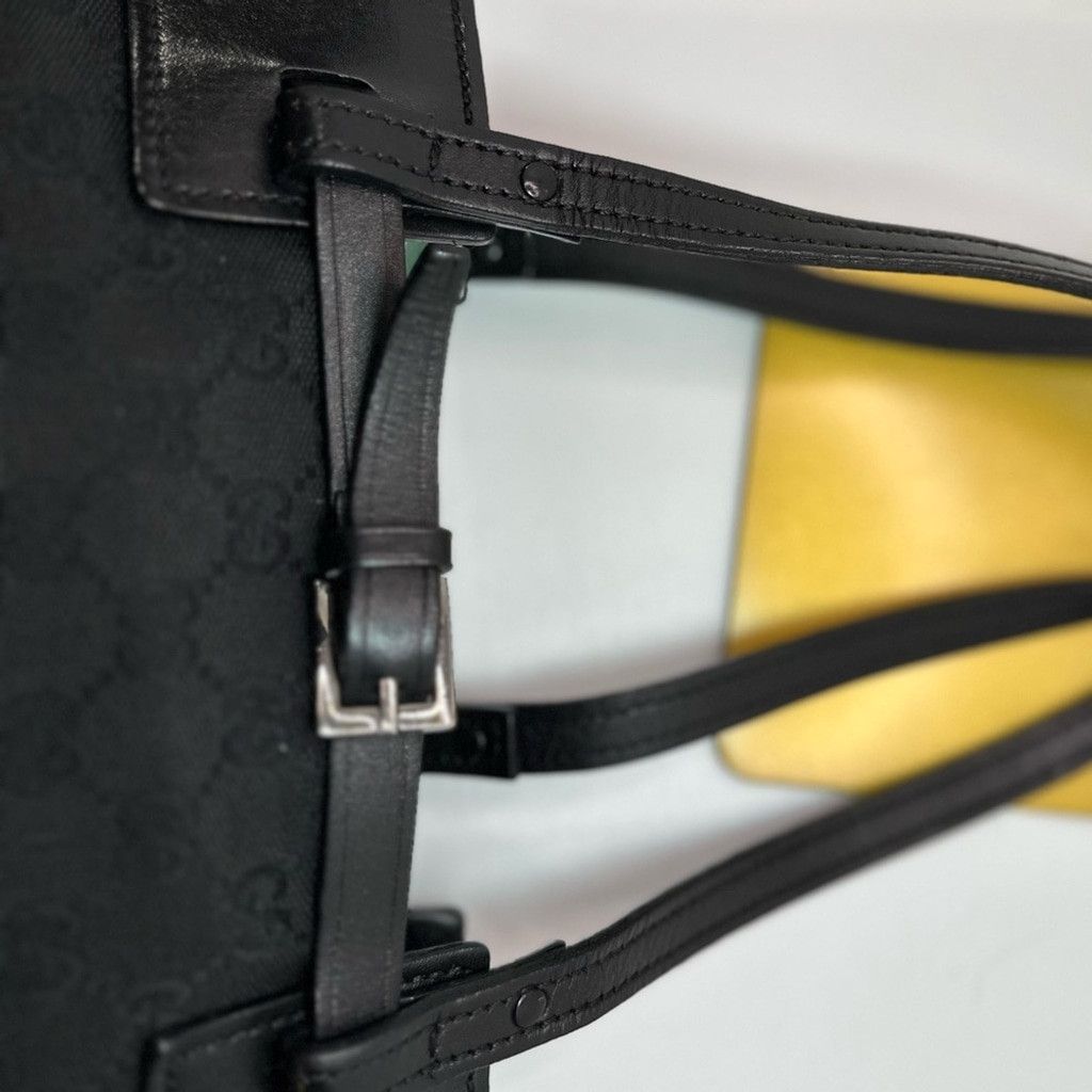 Gucci Gucci Black GG Mono Belted Bag Bucket Tote, Silver Hardware Size ONE SIZE - 8 Thumbnail