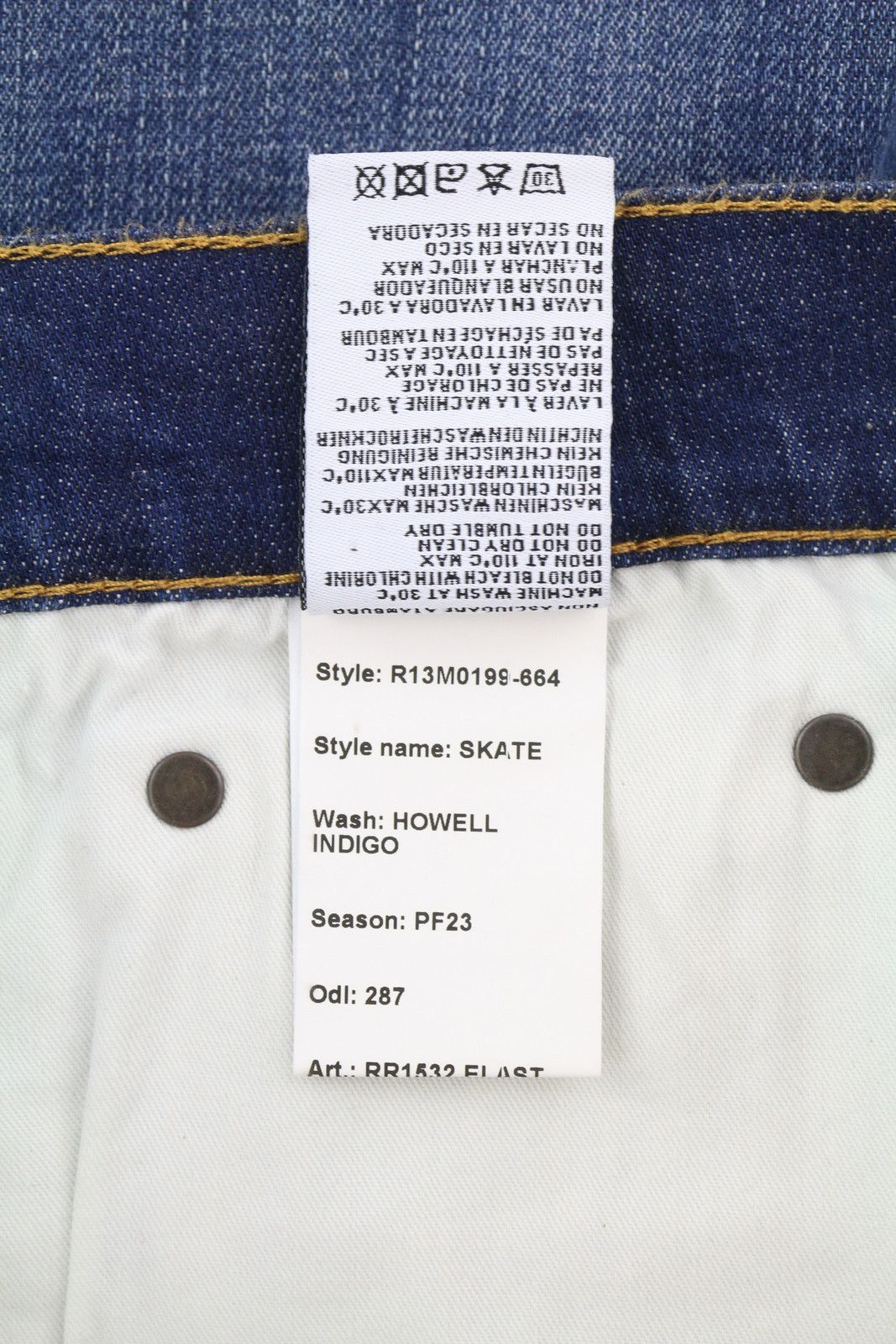 R13 SKATE 33 Howell Indigo Faded Skinny Zip Denim 86229 Size US 33 - 7 Thumbnail