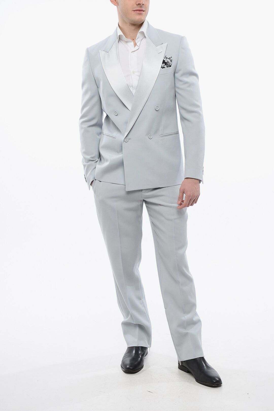 Off-White og1mm1025 Double-breasted Tattoo Blazer in Light Blue Size US M / EU 48-50 / 2 - 5 Thumbnail