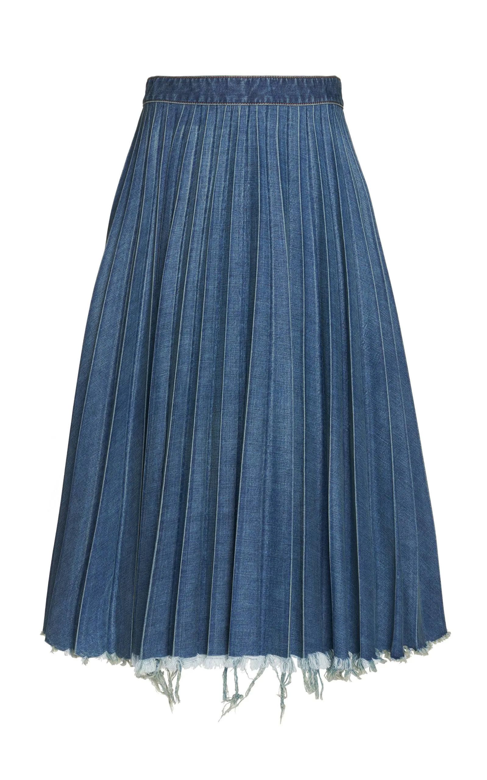 image of Balenciaga O1Mt1Gz0424 Denim Midi Skirt In Blue, Women's (Size 30)