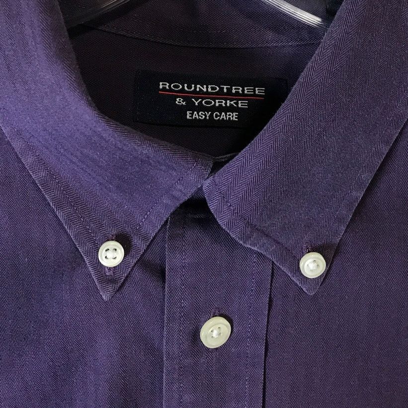 Roundtree & Yorke Roundtree & Yorke Purple Collared Long Sleeve Mens Shirt XL Size US XL / EU 56 / 4 - 3 Thumbnail