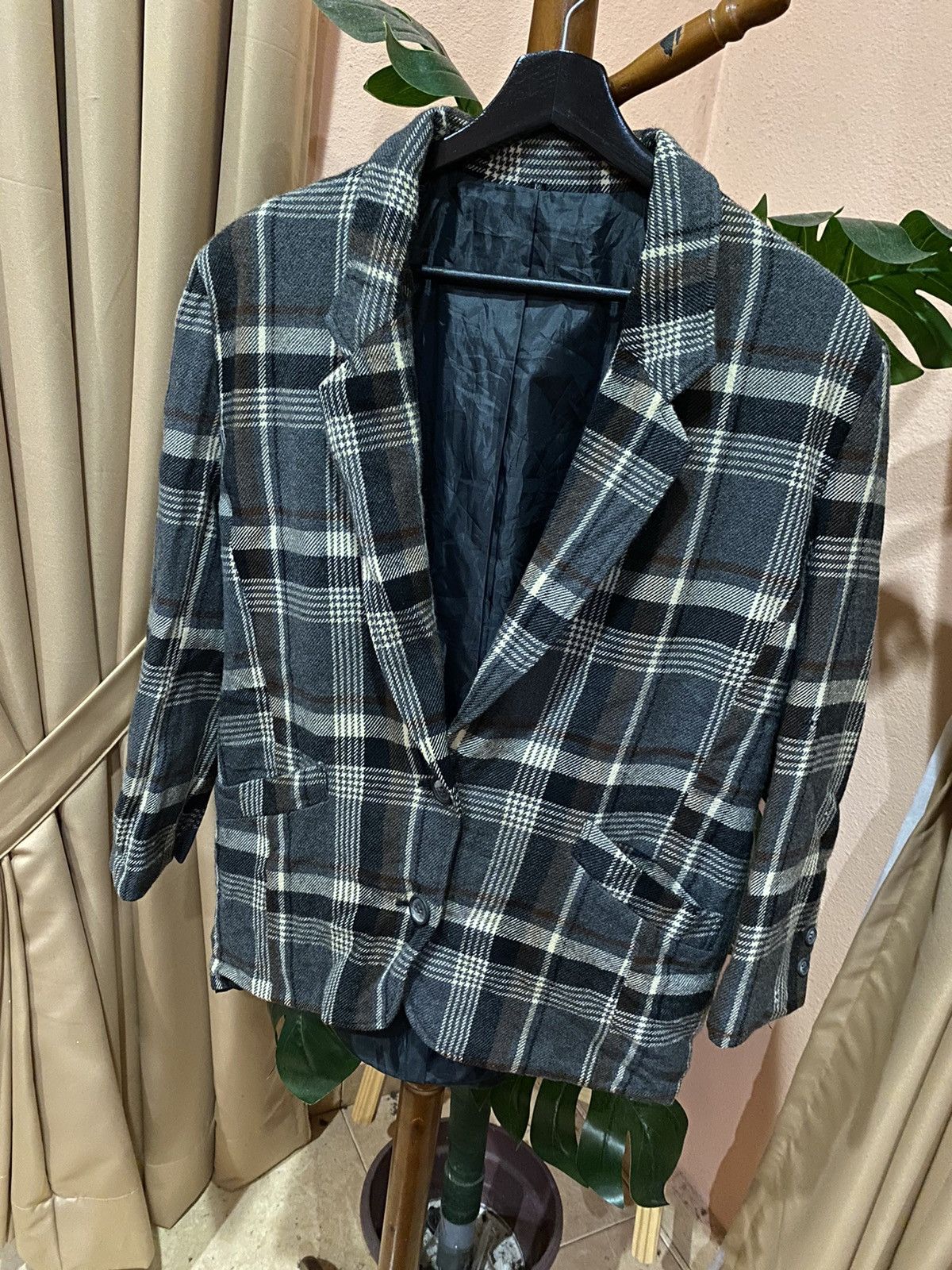 Japanese Brand Vintage Plaid Blazer | Classic Tailored Checkered Jacket Size US S / EU 44-46 / 1 - 2 Thumbnail