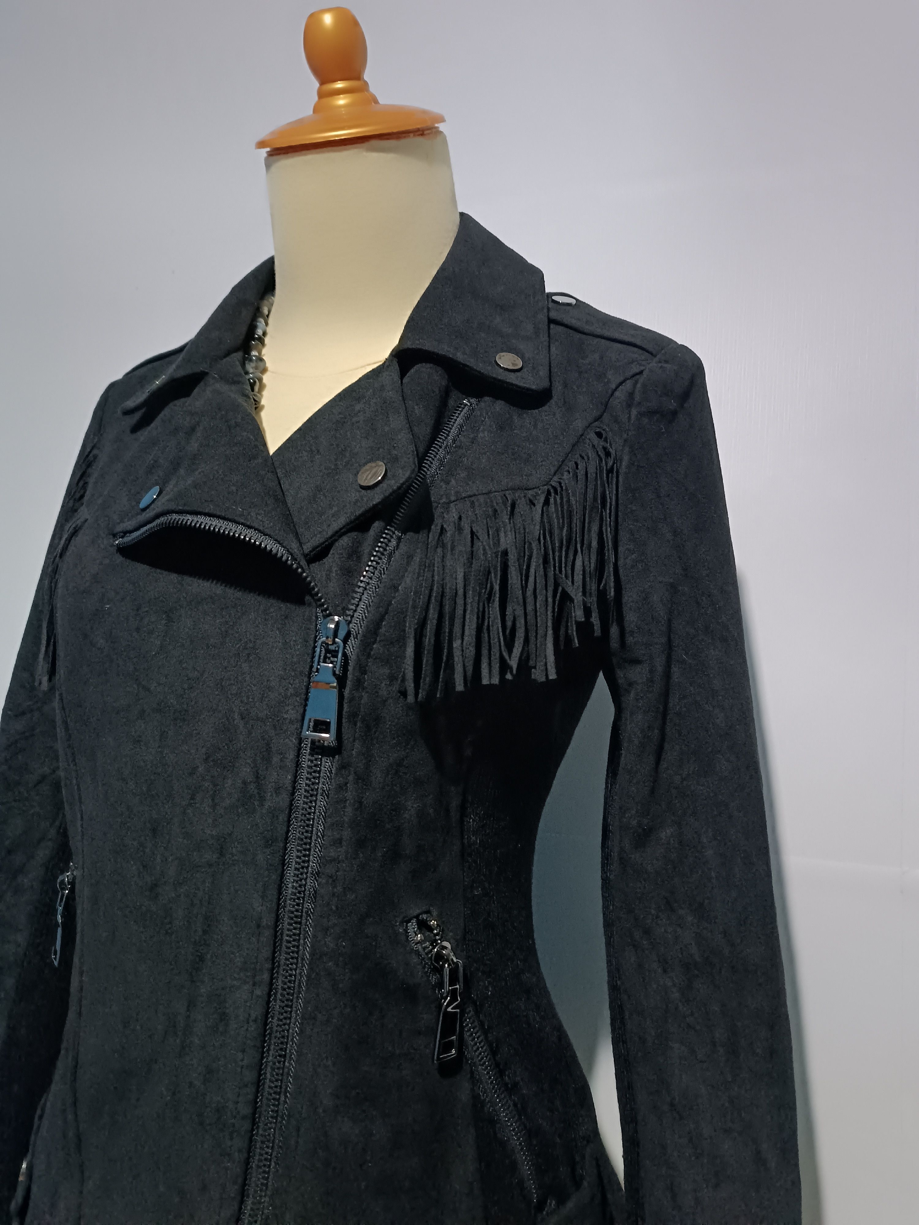 Japanese Brand Ladies Fringe Suede Leather Jacket Biker Motorcycle Size M / US 6-8 / IT 42-44 - 2 Thumbnail