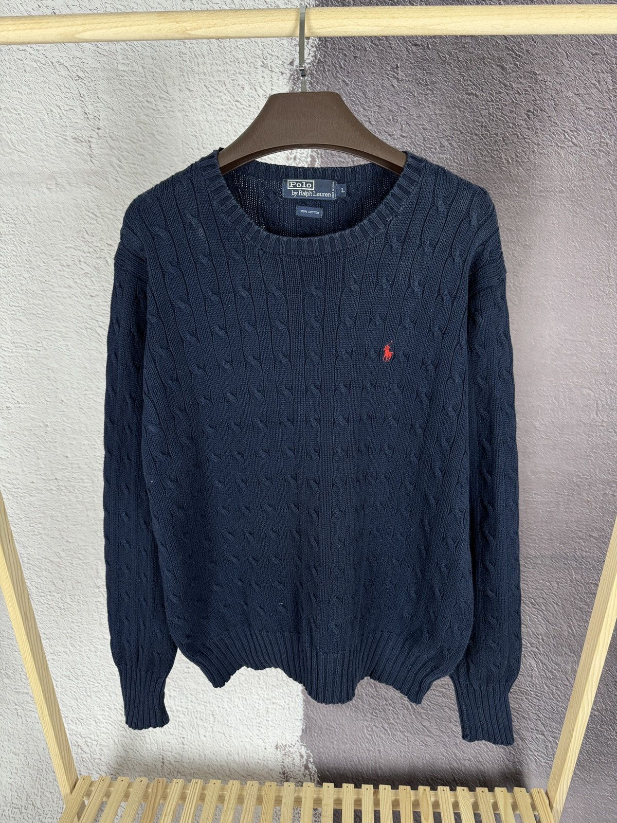 Polo Ralph Lauren Polo Ralph Lauren vintage cable knit navy sweater size L Size US L / EU 52-54 / 3 - 2 Thumbnail