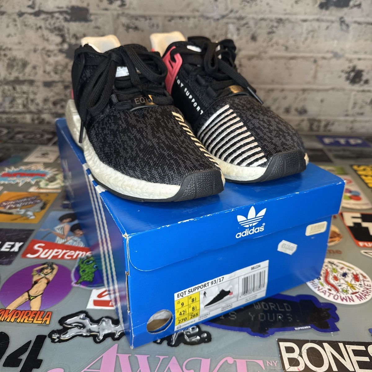 Adidas Adidas EQT Support 93/17 Core Black Turbo Red Size 10 Used Size US 9 / EU 42 - 8 Thumbnail