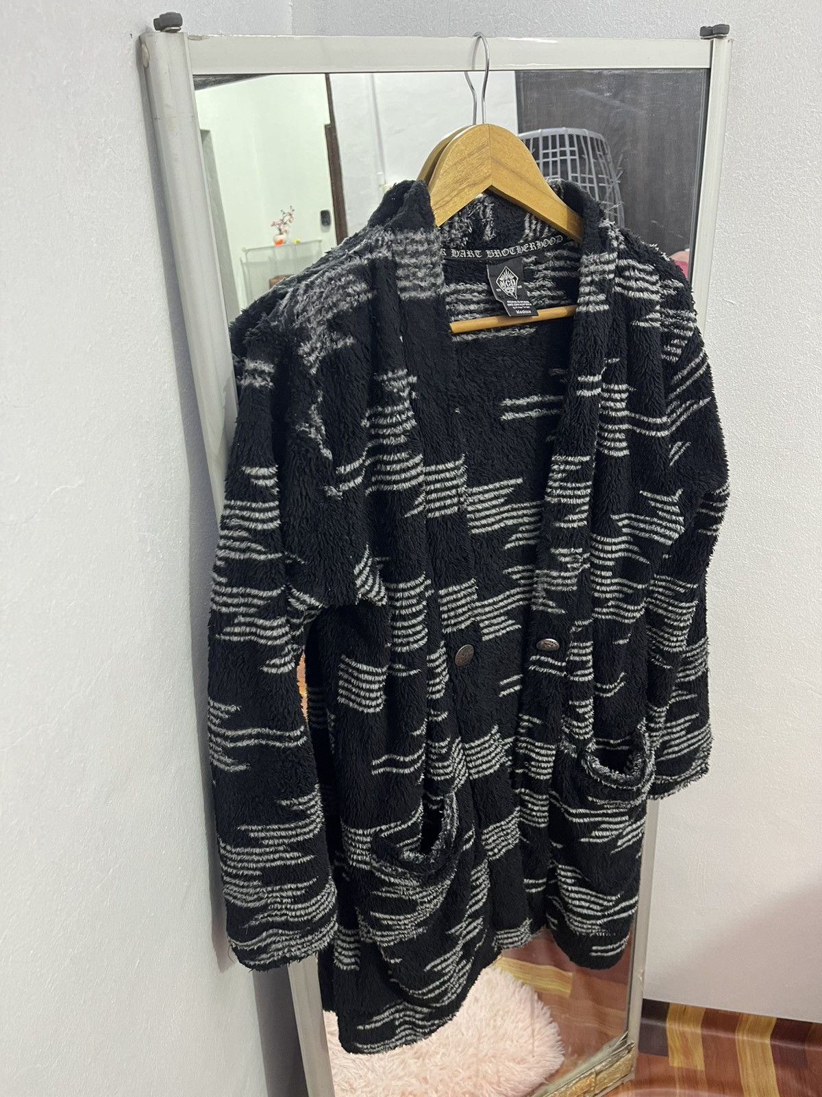 Japanese Brand MCD Mohair Style Fuzzy Cardigan Surf Streetwear Size US M / EU 48-50 / 2 - 2 Thumbnail