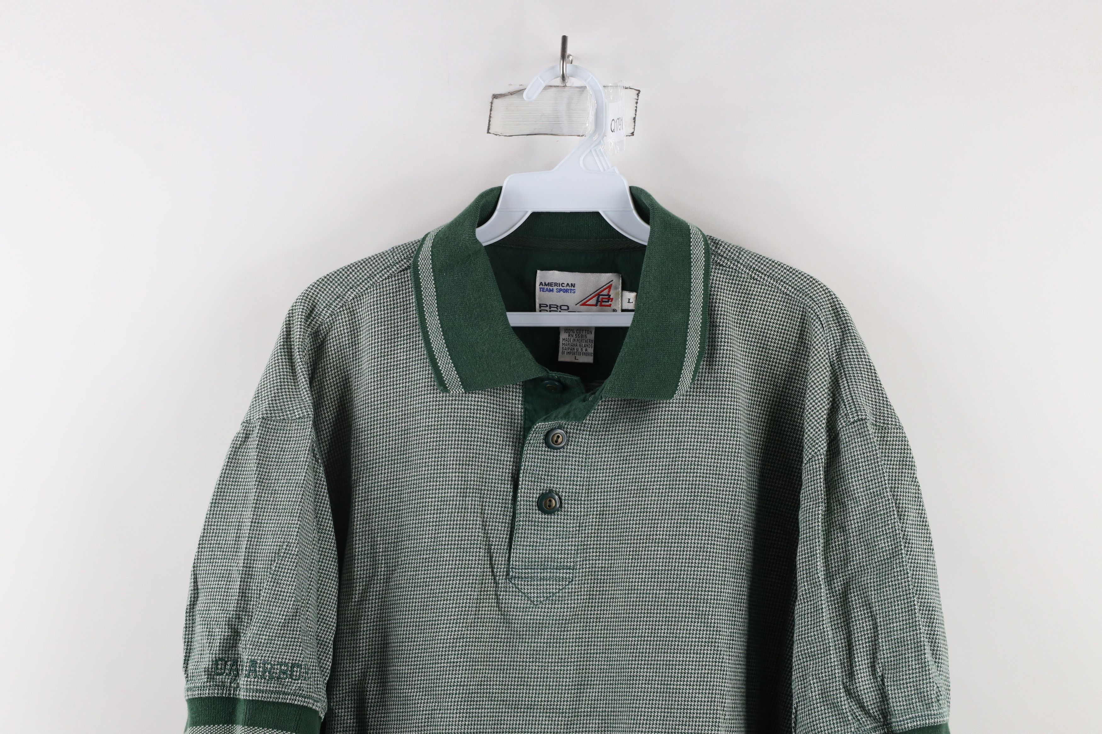 Vintage Vintage 90s Streetwear Houndstooth Collared Polo Shirt Green Size US L / EU 52-54 / 3 - 2 Thumbnail
