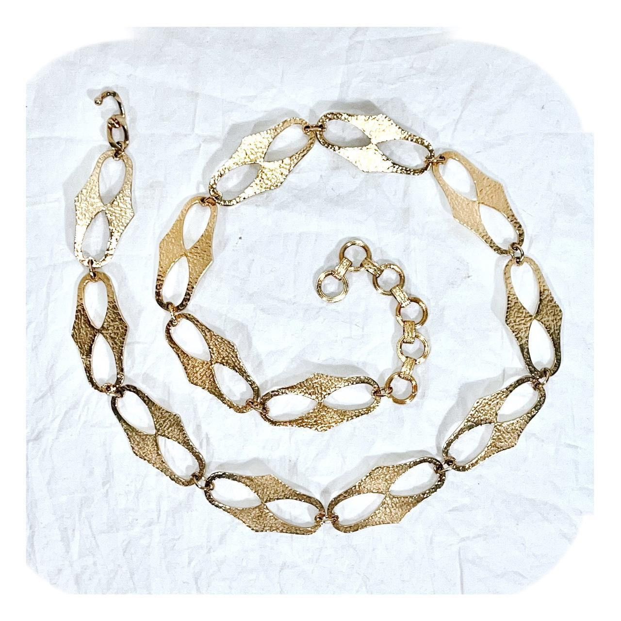 Vintage Golden Spiked Metal Chain Belt Naval Traditional Flash 40” Size 40 - 2 Thumbnail