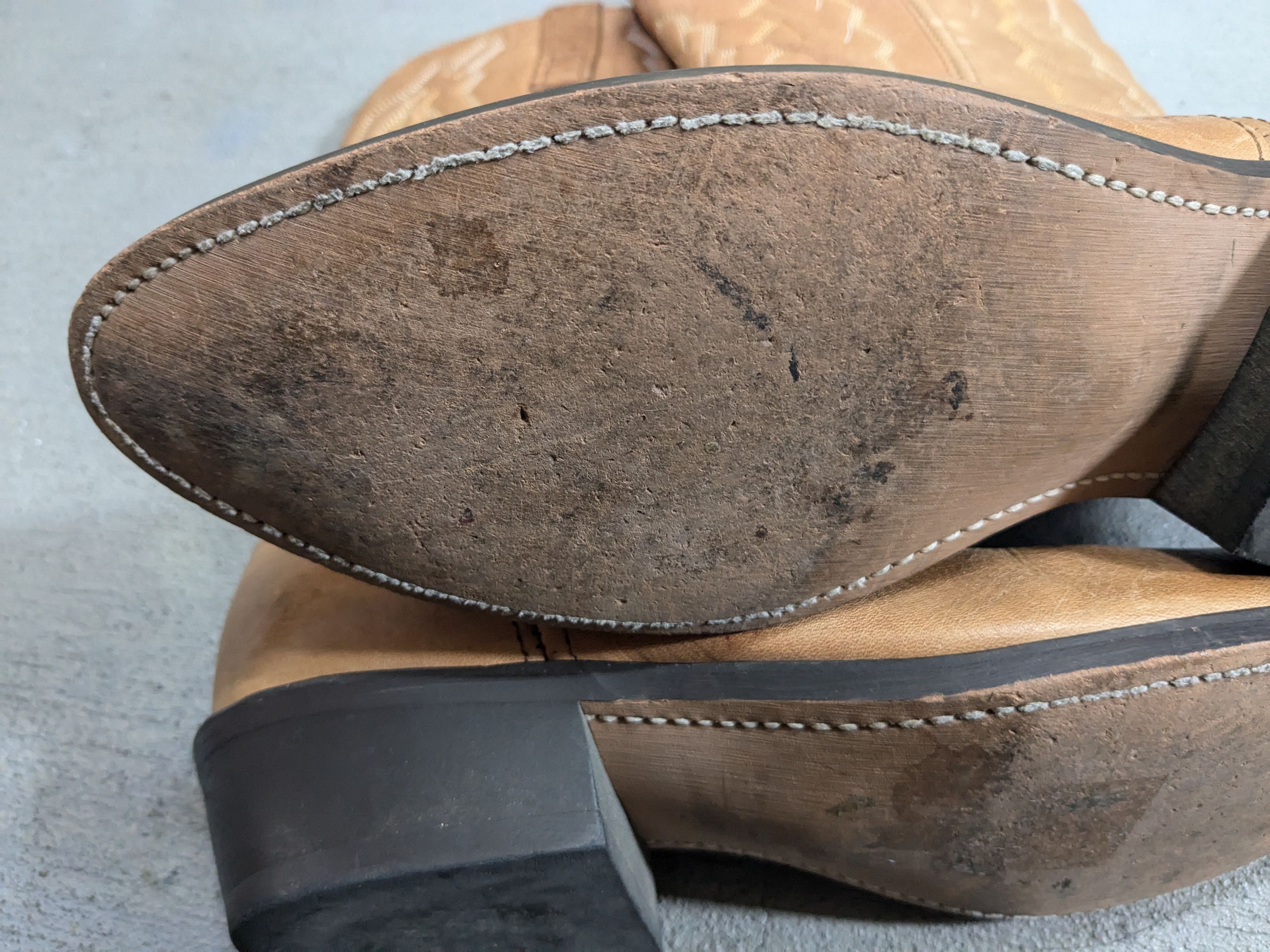 Genuine Leather Cowboy Boots 11 Wide Tan Brown Leather Western Size US 11 / EU 44 - 15 Thumbnail