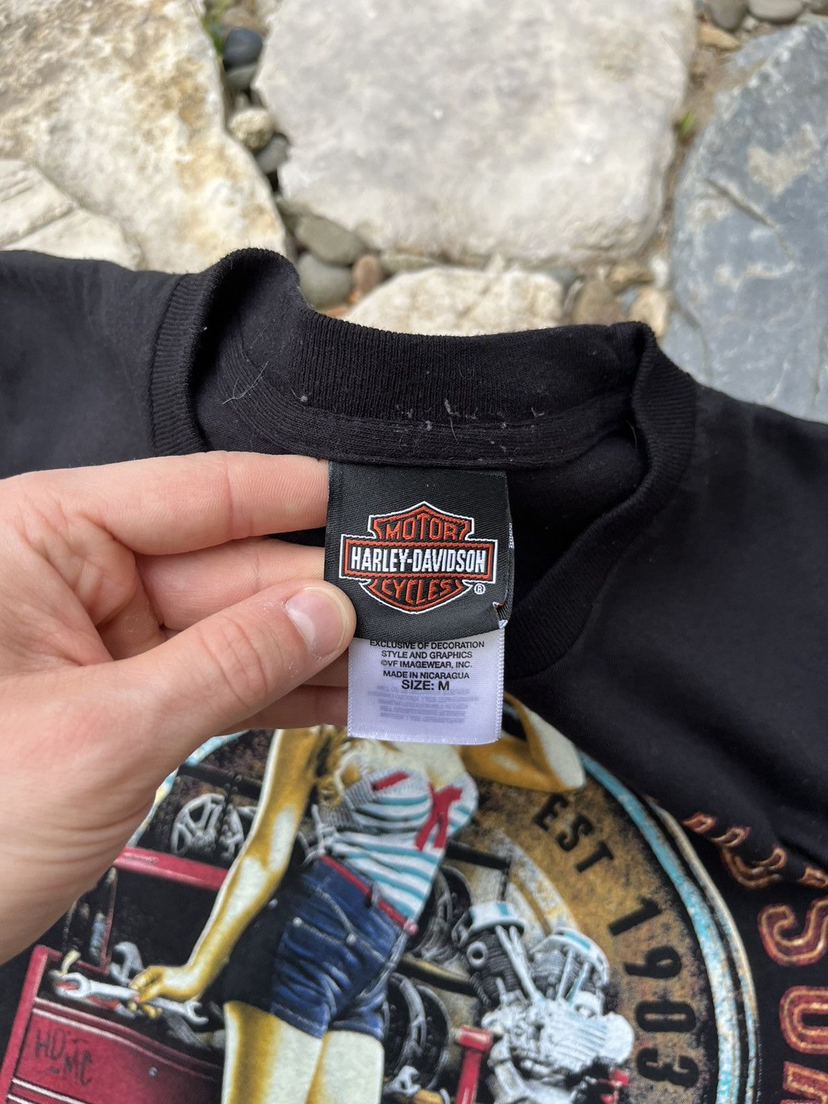 Harley Davidson Vintage Harley-Davidson pinup girl lady wheels t-shirt tee Size US M / EU 48-50 / 2 - 12 Thumbnail