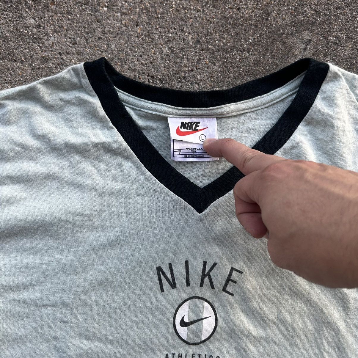 Nike × Vintage vintage 90s Nike mint green ringer t shirt Size US M / EU 48-50 / 2 - 2 Thumbnail