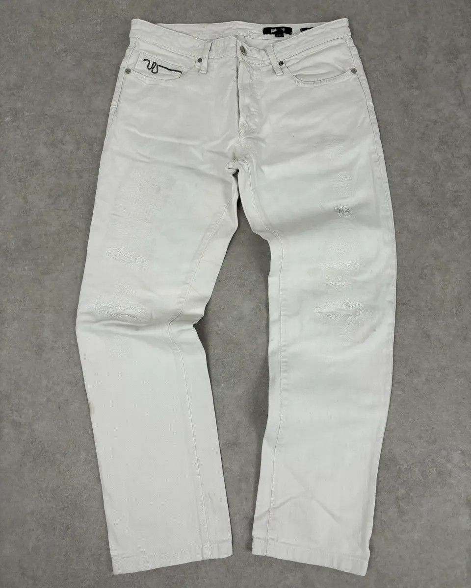 Just Cavalli 2010s Cavalli White Distressed Denim Jeans Size US 32 / EU 48 - 1 Thumbnail