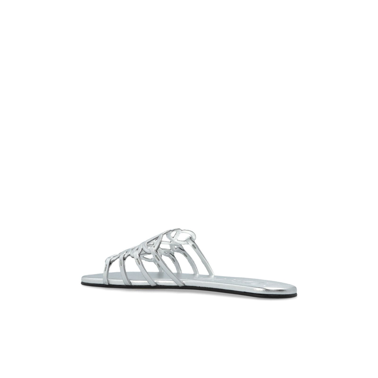 Loewe LOEWE Petal Anagram Silver Leather Slides New & Authentic (W Size US 8 / IT 38 - 3 Thumbnail
