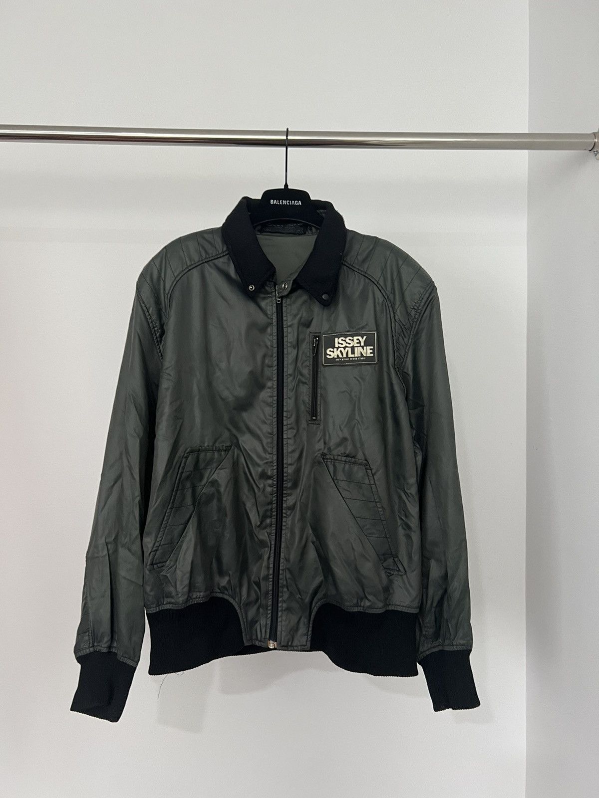 image of Archival Clothing x Issey Miyake Super1982 Issey Miyake Skyline Ny Bomber Jacket in Olive (Size Med