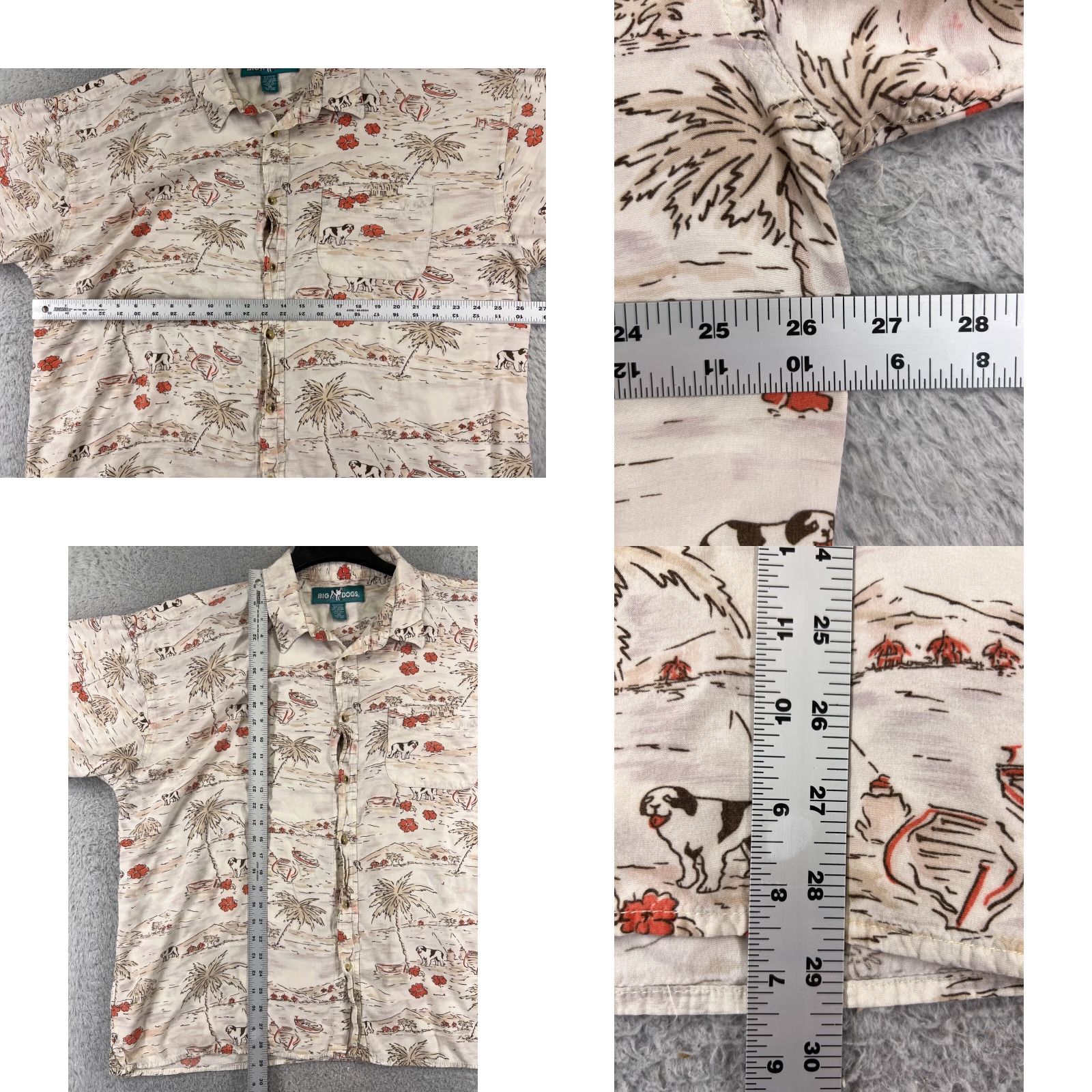 Big Dogs Big Dogs Shirt Adult 3XL Beige Floral Palm Island Rayon Hawaiian Button Mens Size US XXL / EU 58 / 5 - 8 Thumbnail