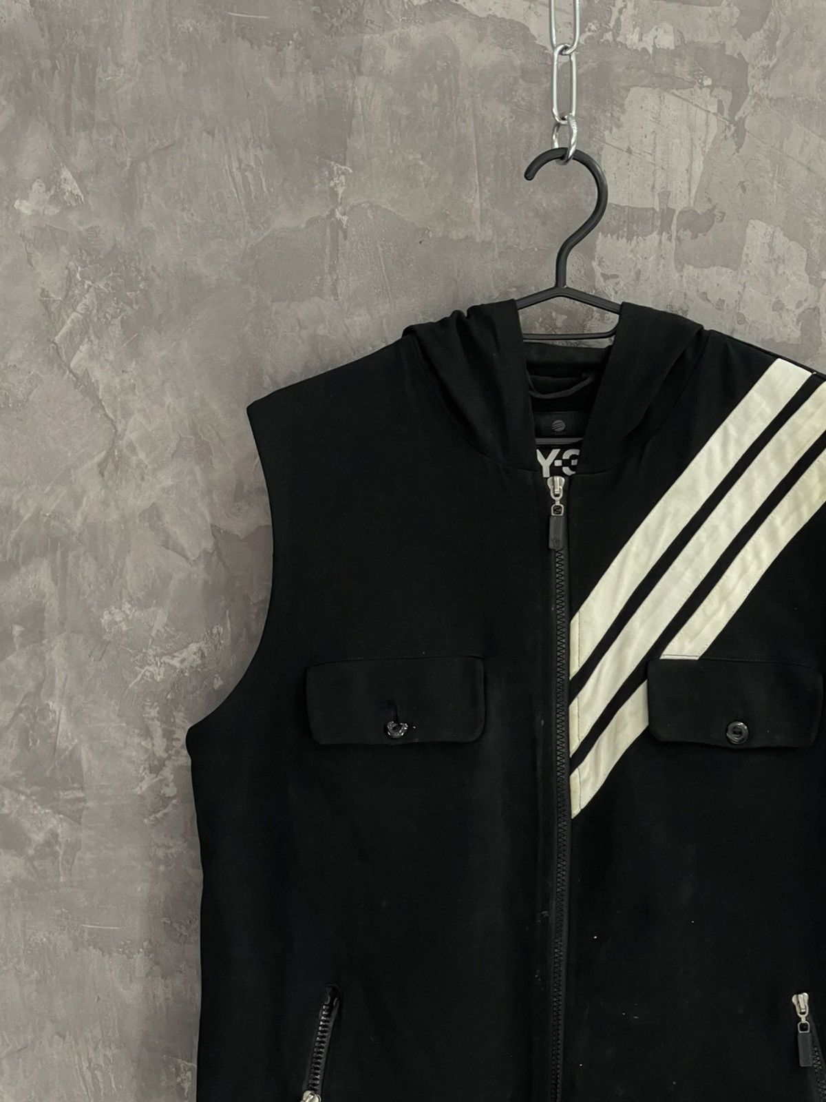 Yohji Yamamoto Adidas Y-3 Yohji Yamamoto Striped Design Vest with Hood Size US M / EU 48-50 / 2 - 3 Thumbnail