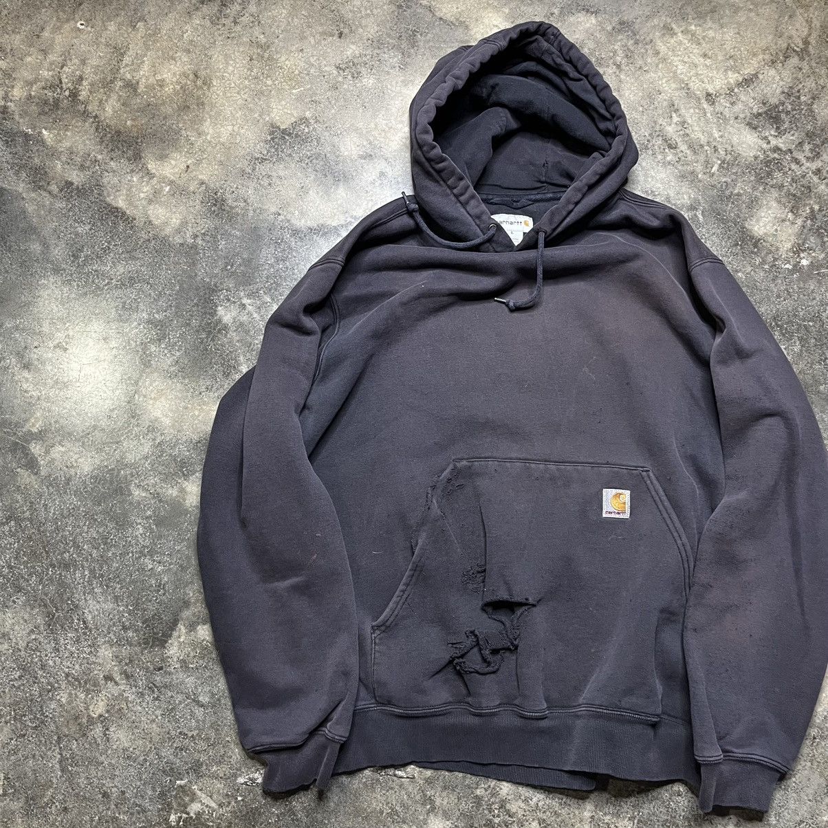 Vintage vintage thrashed carhartt faded black hoodie Size US L / EU 52-54 / 3 - 2 Thumbnail