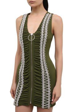 Balmain o1y0525 Mini Dress in Green/White Size S / US 4 / IT 40 - 3 Thumbnail