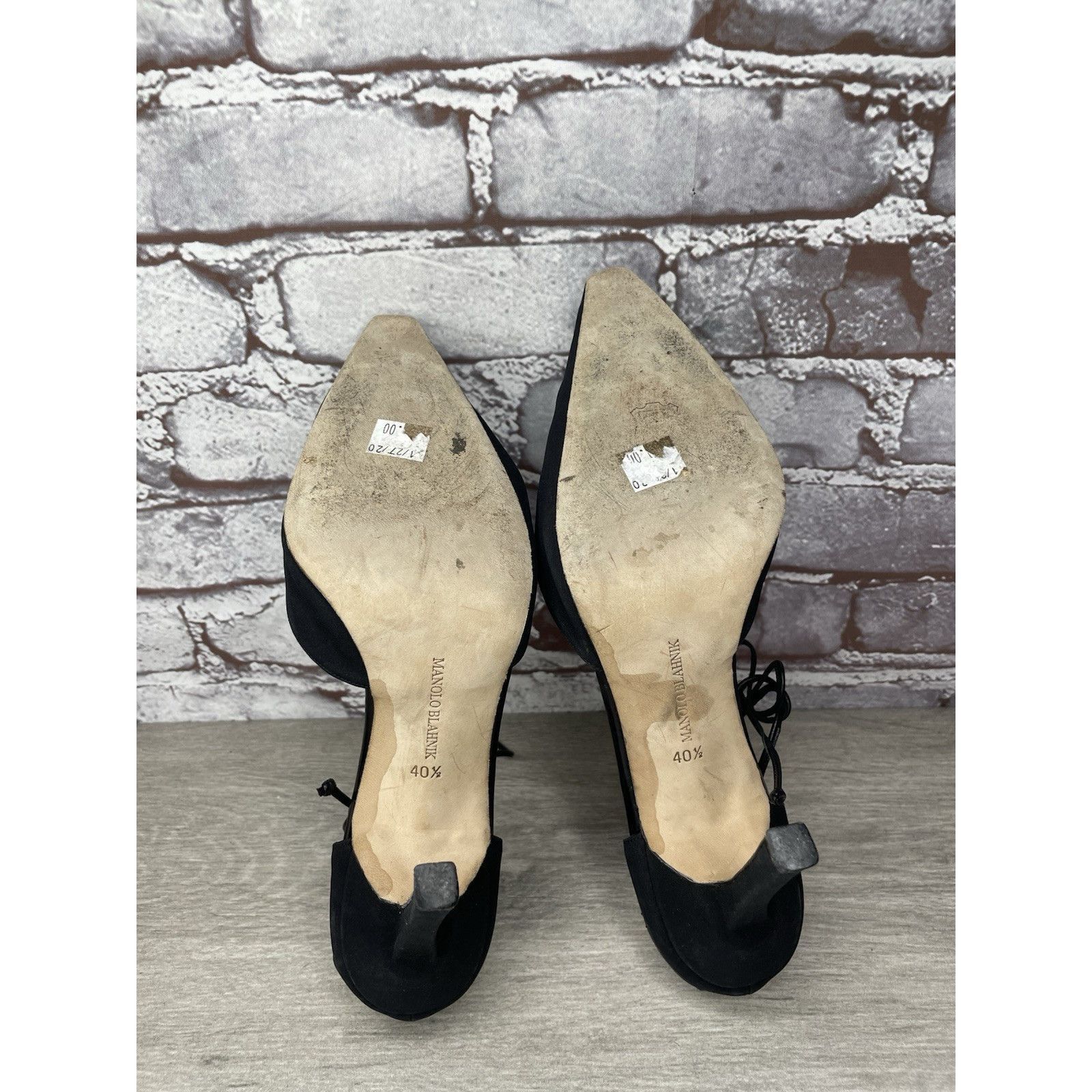 Manolo Blahnik Manolo Blahnik Black Satin Pointed Toe Strappy Stiletto Heel Size US 9 / IT 39 - 22 Thumbnail