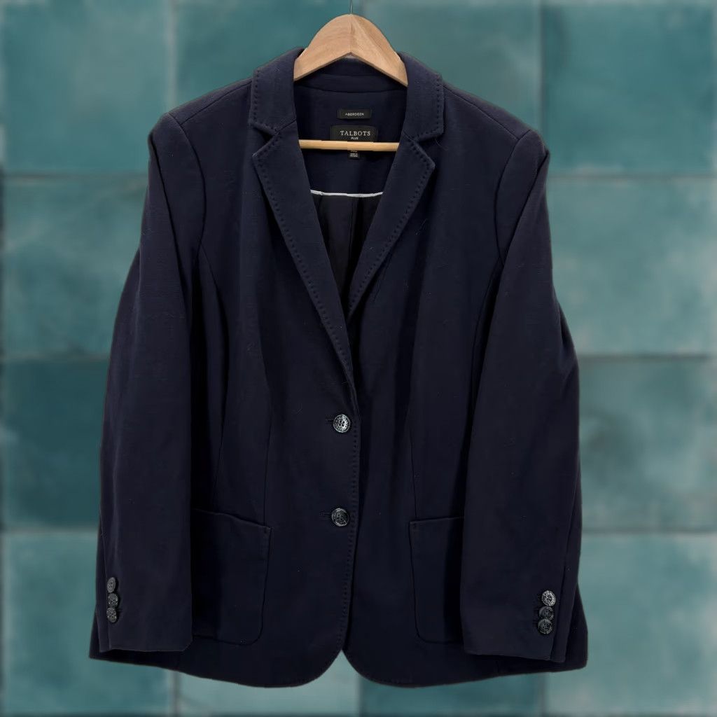 Talbots VINTAGE Talbots Aberdeen Blazer Jacket Womens 14W Navy Plus Cotton Lined Work Career Size XL / US 12-14 / IT 48-50 - 1 Thumbnail