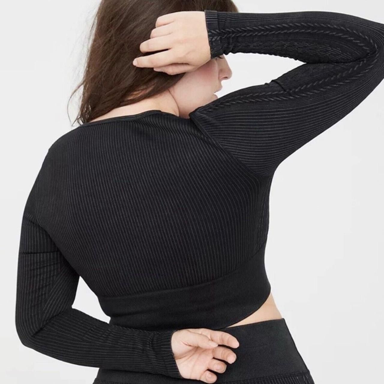 American Eagle Outfitters Aerie Seamless Square Neck Long Sleeve Cable Crop Top Size L / US 10 / IT 46 - 3 Thumbnail