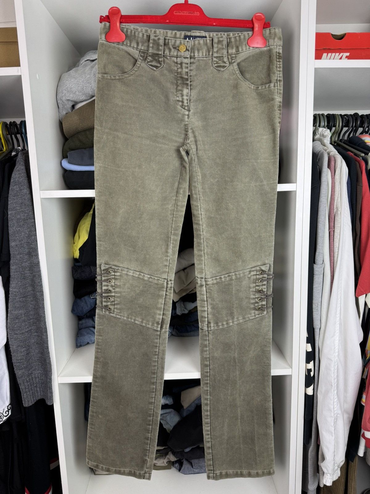Armani Jeans Women's Corduroy Lace-Up Biker Pants