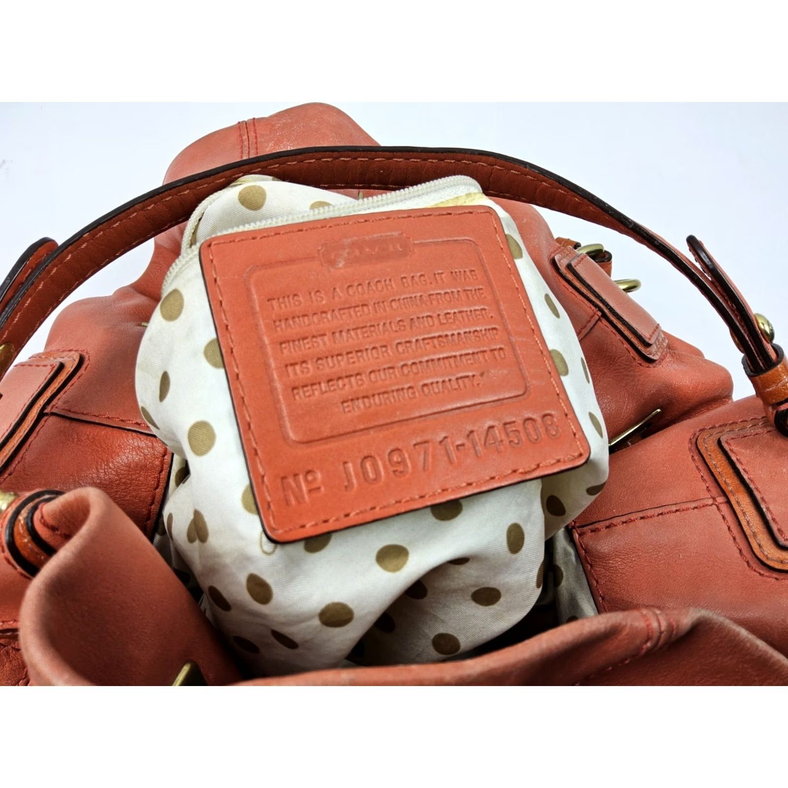 Coach Coach Shoulder Bag Large Orange Peyton Drawstring Leather Womens Size ONE SIZE - 5 Thumbnail