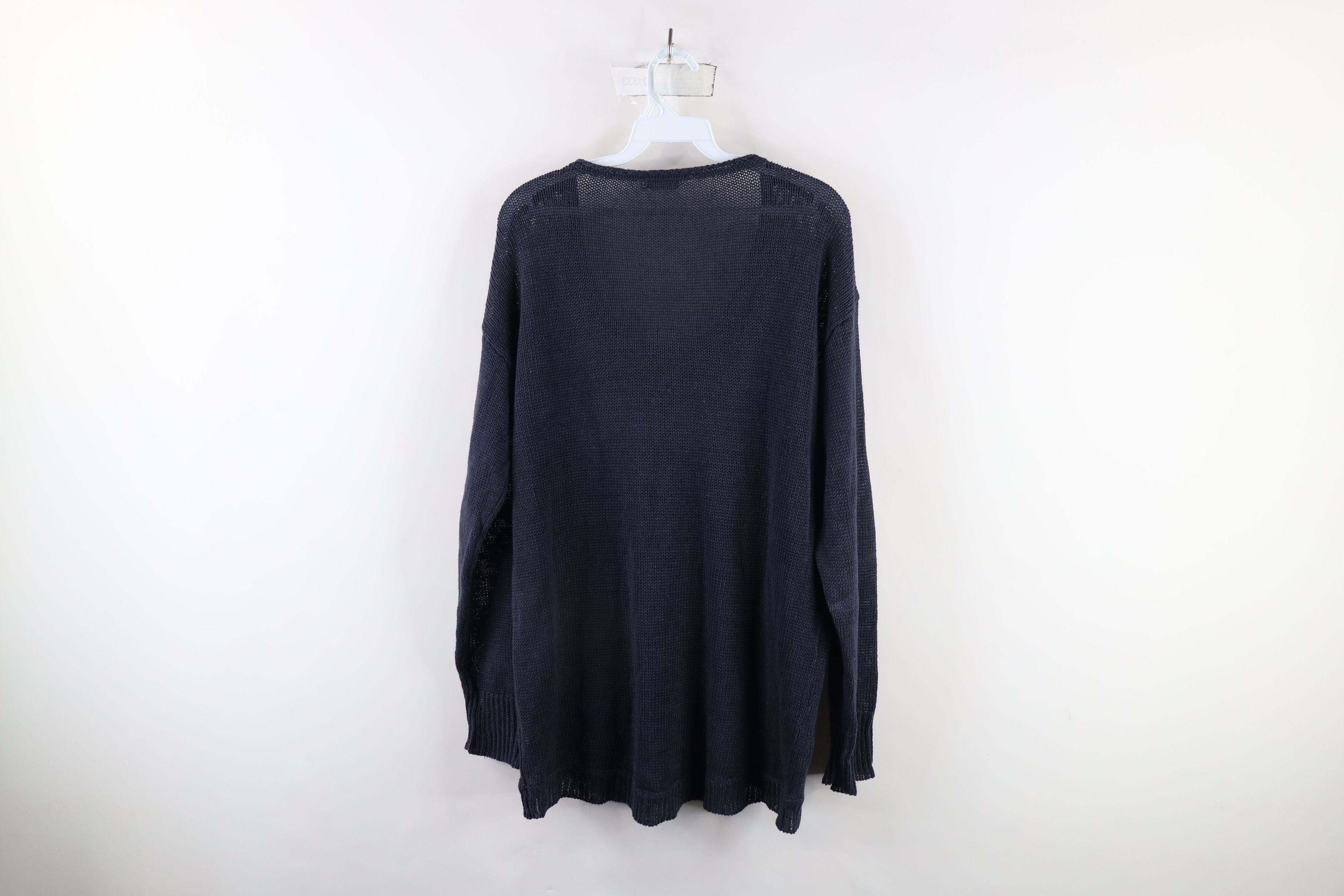 J.Crew × Vintage Vintage 90s J Crew Linen Knit Baggy Fit Sweater Navy Blue Size XL / US 12-14 / IT 48-50 - 6 Thumbnail