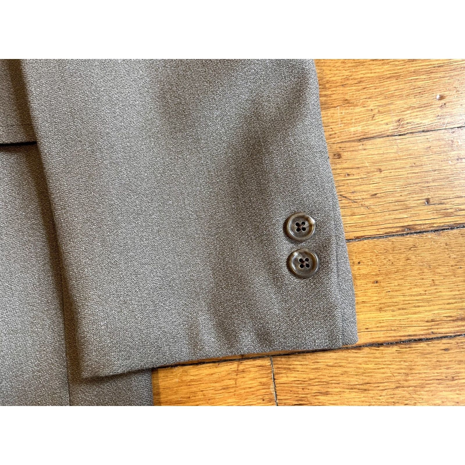 Hart Schaffner Marx VINTAGE Hart Schaffner & Marx Suits 3 Piece Beige Men’s 44L 36W Wool Solid Notch Lapel Two-Button Long Coat? Size 44R - 3 Thumbnail