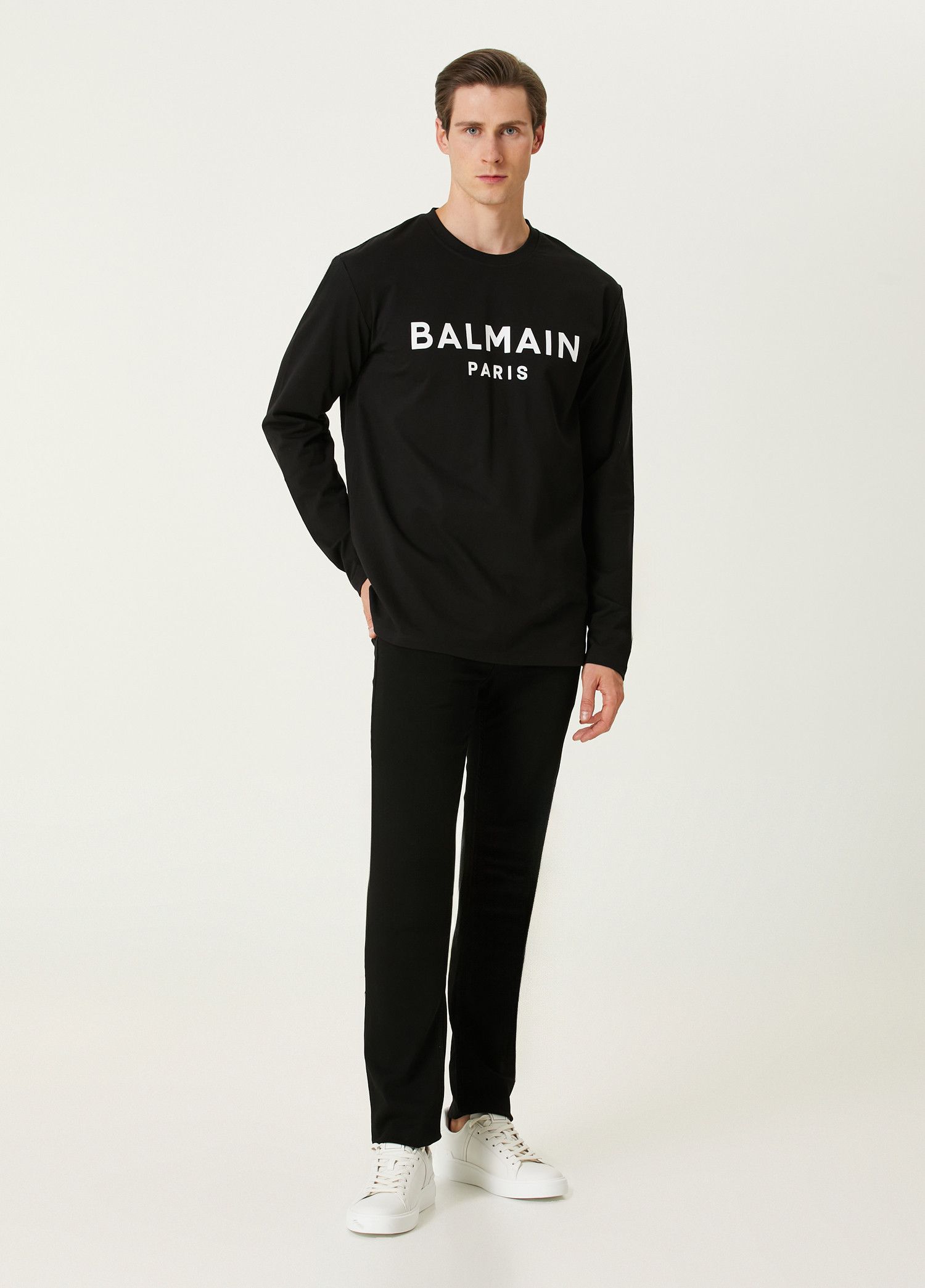 Balmain BALMAIN black & white logo print long sleeve t-shirt Large Size US L / EU 52-54 / 3 - 2 Thumbnail