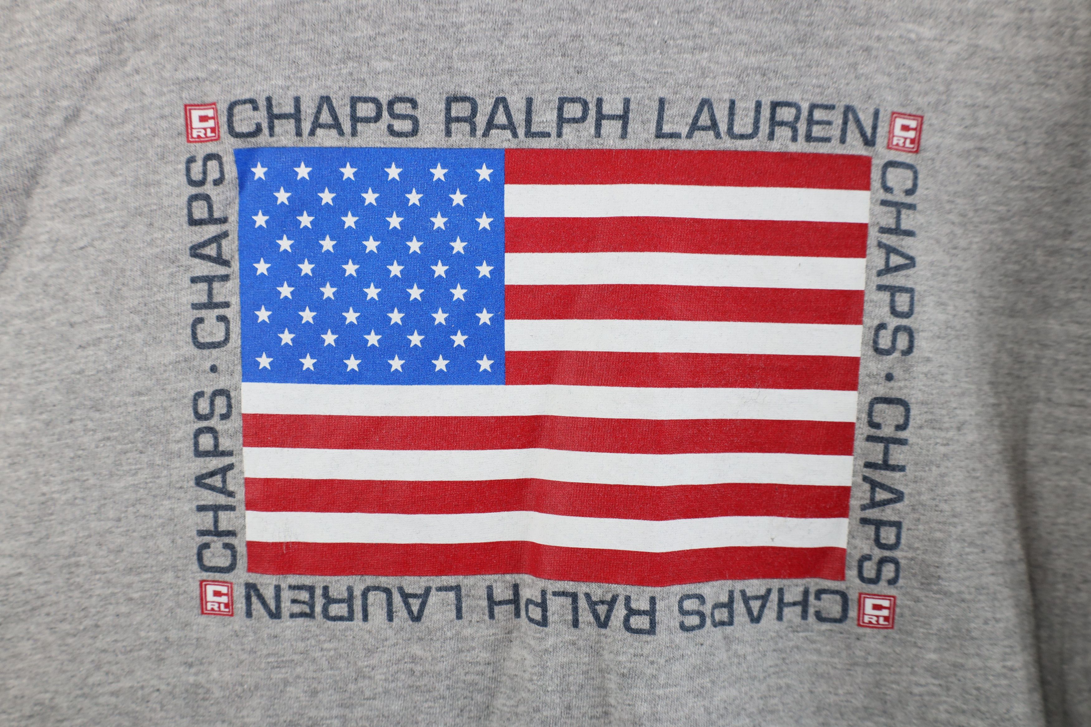 Ralph Lauren × Vintage Vintage 90s Chaps Ralph Lauren USA Flag Pocket T-Shirt Gray Size US XL / EU 56 / 4 - 10 Thumbnail