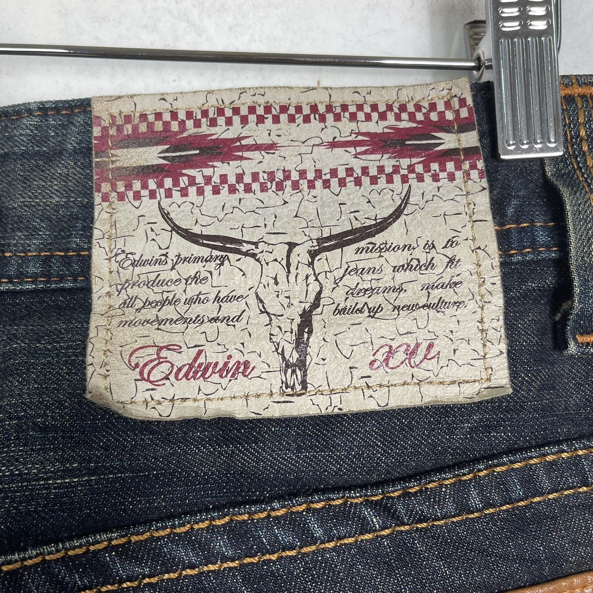 Edwin RUSTY🔥Edwin XV Bootcut Leather Pai Pocket Rusty Denim Jeans Size US 31 - 15 Thumbnail