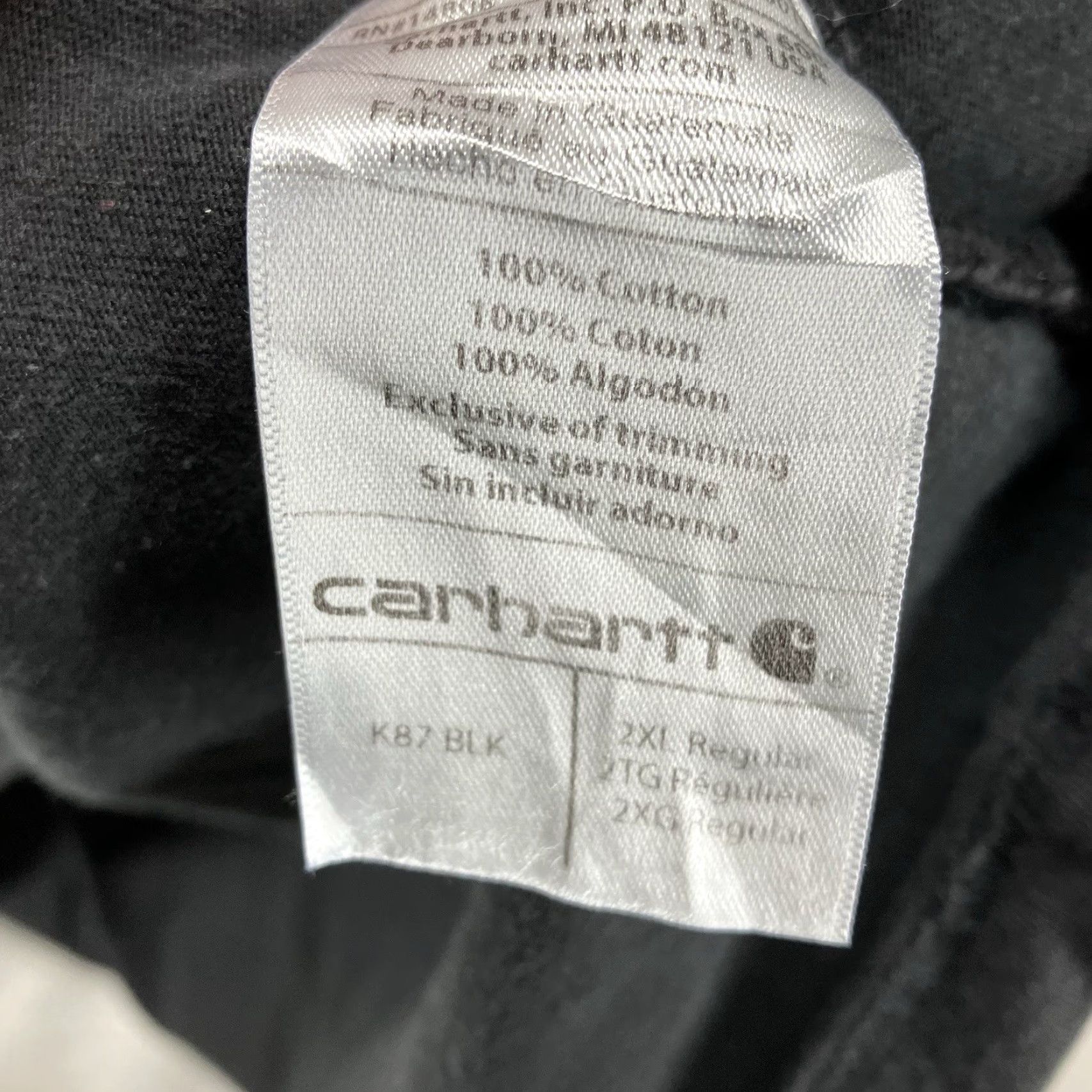 Carhartt Carhartt Mens 2XL Short Sleeve T-Shirt Black Heavyweight Cotton Original Fit Crew Neck Logo Size US XXL / EU 58 / 5 - 7 Thumbnail