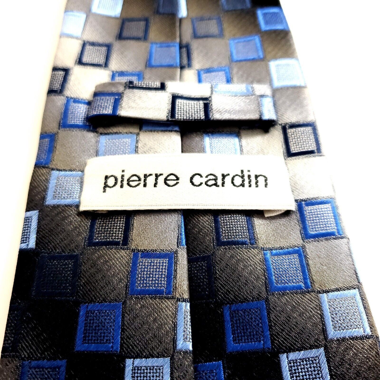 Pierre Cardin Pierre Cardin Beige Blue Woven Geometric Wide Silk Tie Size ONE SIZE - 3 Thumbnail