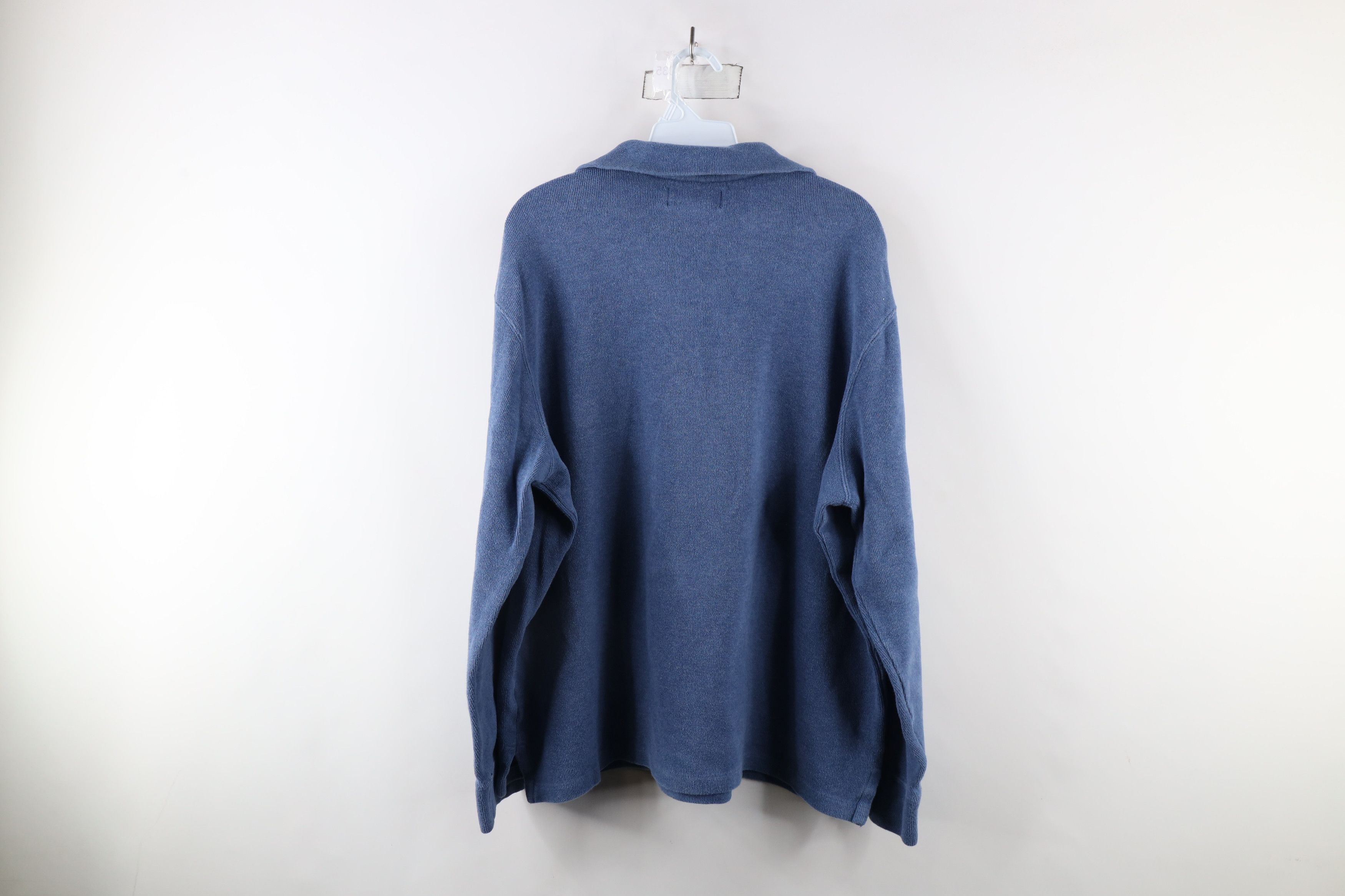 Ralph Lauren × Vintage Vintage 90s Ralph Lauren Ribbed Knit Half Zip Sweater Blue Size US XL / EU 56 / 4 - 7 Thumbnail