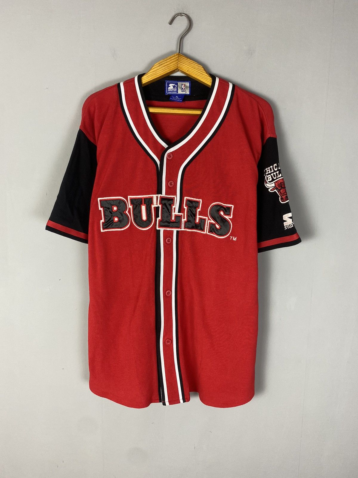 NBA × Starter × Vintage Vintage Chicago bulls starter big logo polo tee T-shirt Size US XL / EU 56 / 4 - 1 Thumbnail
