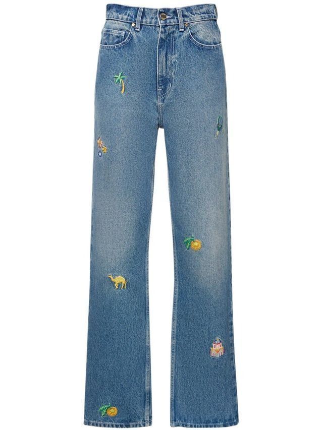 Casablanca o1mle0326 Denim Embroidered Motif Jeans in Blue Size US 38 / EU 54 - 1 Preview