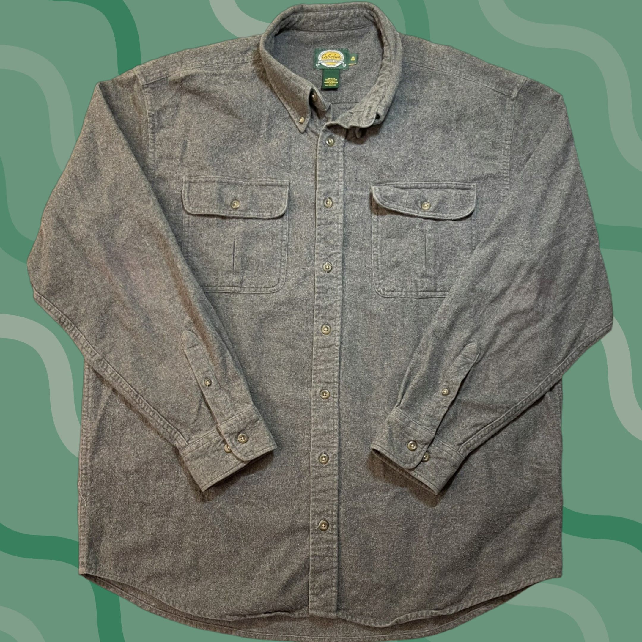 Vintage VINTAGE Cabela's Chamois Flannel Shirt Heavyweight Button-Up Men’s Big & Tall XLT Gray Hunting Size US XL / EU 56 / 4 - 1 Thumbnail