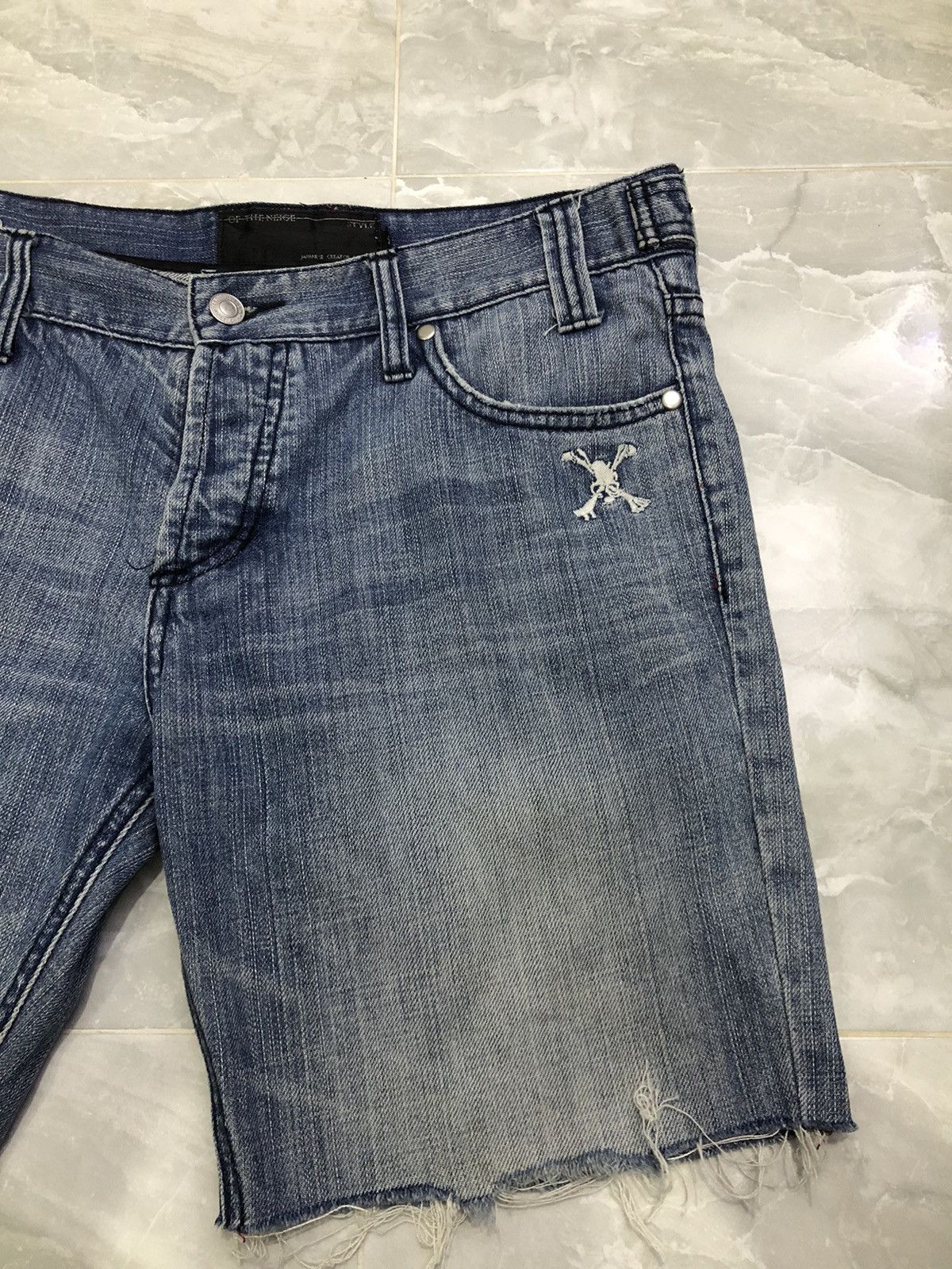 Japanese Brand Of The Neige Style Distressed Denim Shorts Size US 32 / EU 48 - 2 Thumbnail