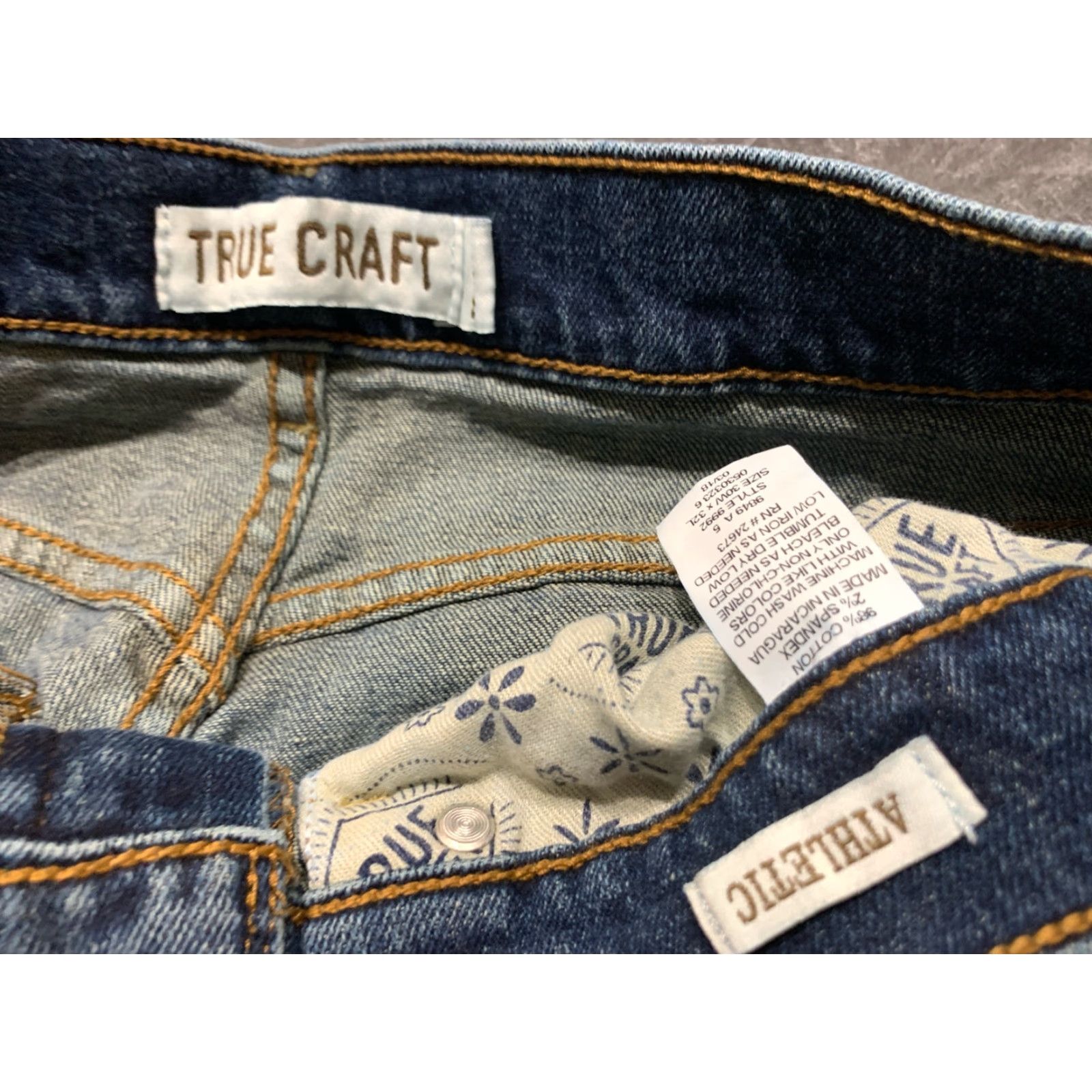 Vintage True Craft Athletic Jeans Mens Size 30x32 Blue Straight Fit Size US 30 / EU 46 - 3 Thumbnail