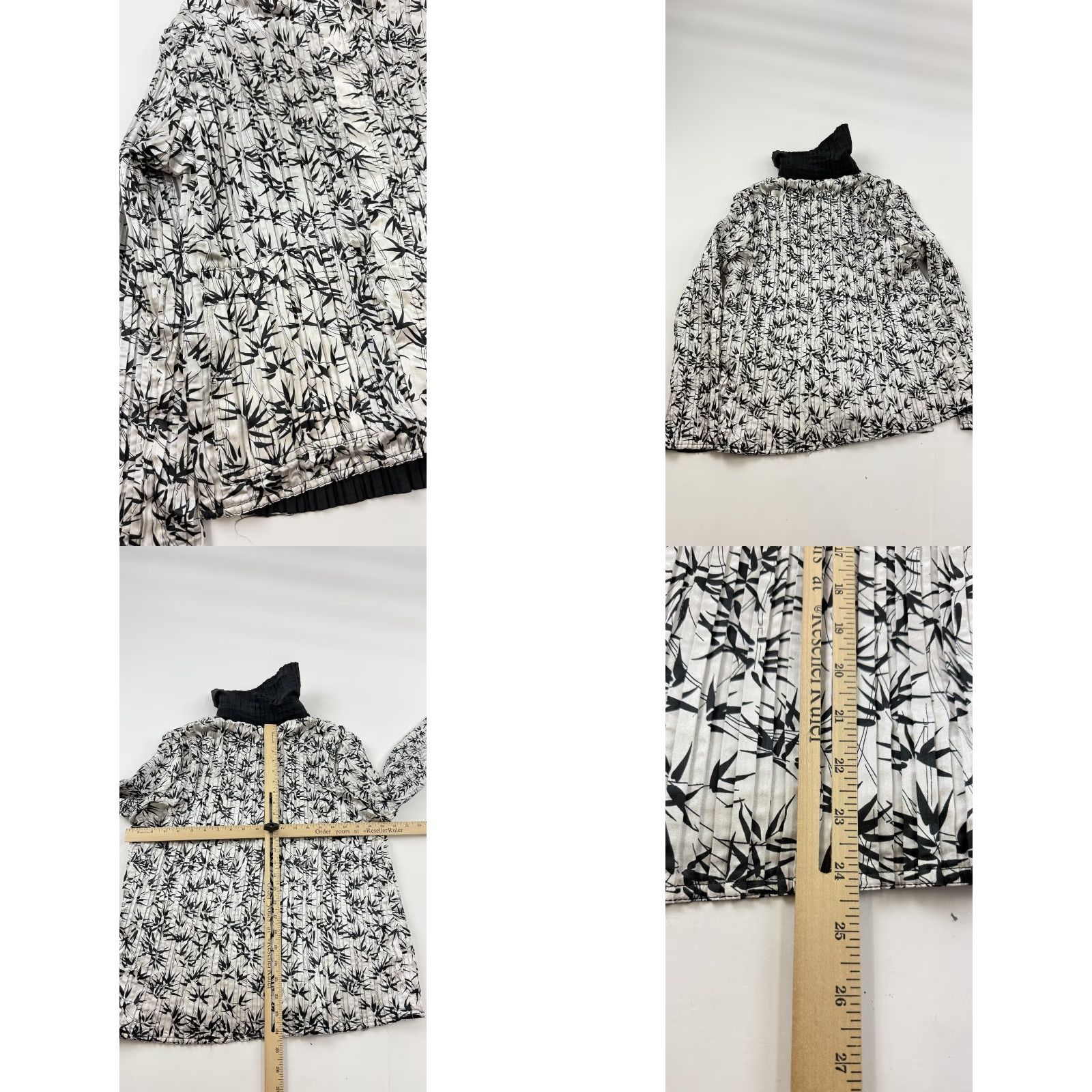 Fubu UBU Jacket Womens Medium Black Reversible Bamboo Print Crinkle Travel Coat Size XS / US 0-2 / IT 36-38 - 8 Thumbnail