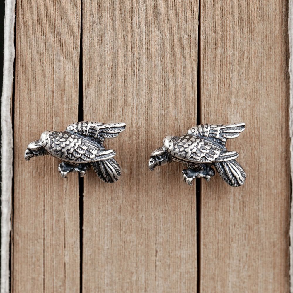 Jewelry × Sterling Silver Eagle Vintage Earrings One Pairs Chrome Jewelry Size ONE SIZE - 2 Thumbnail