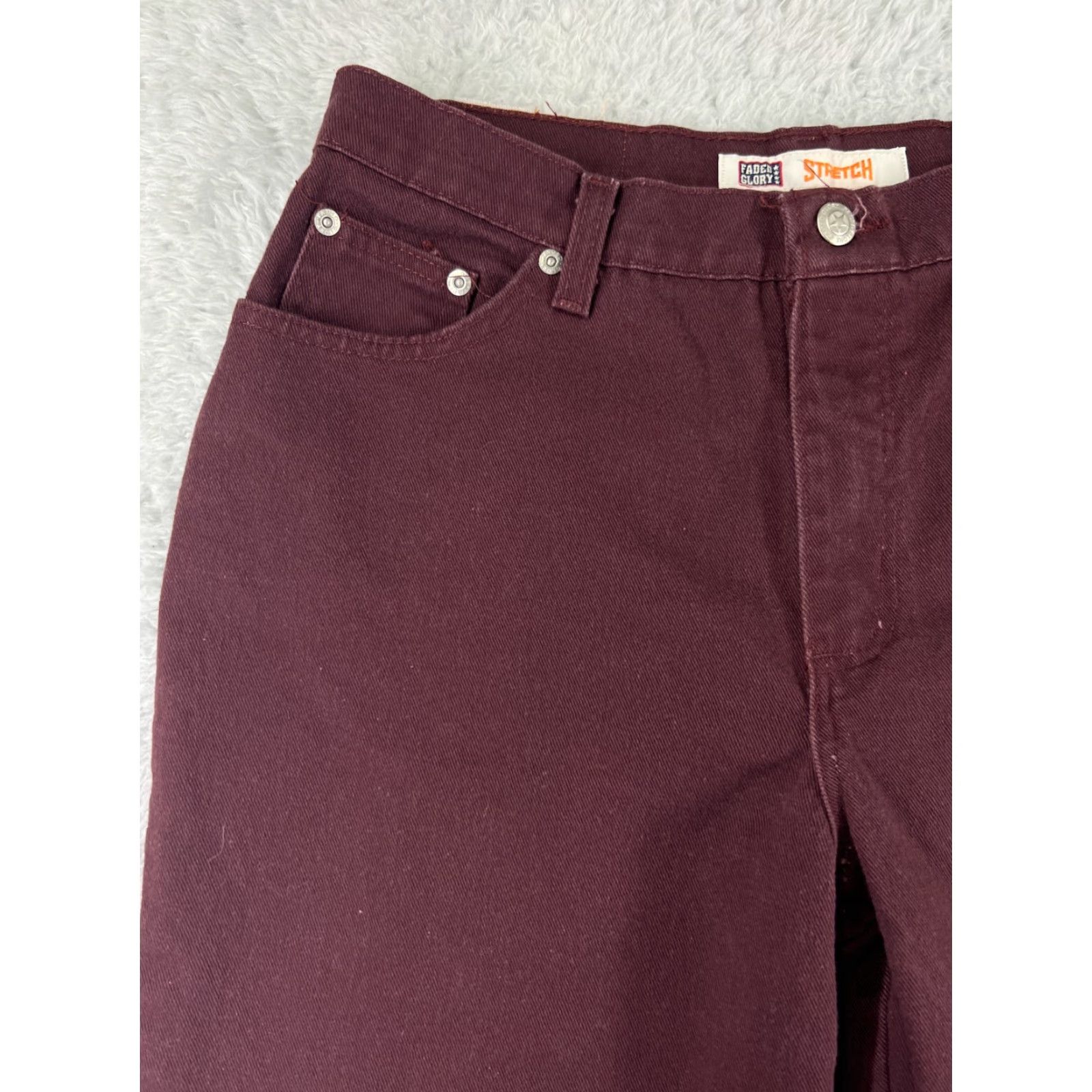 Faded Glory Faded Glory Jeans Women 10 Red Denim Straight High Rise 5-Pocket Cotton Stretch Size 32" / US 10 / IT 46 - 7 Thumbnail