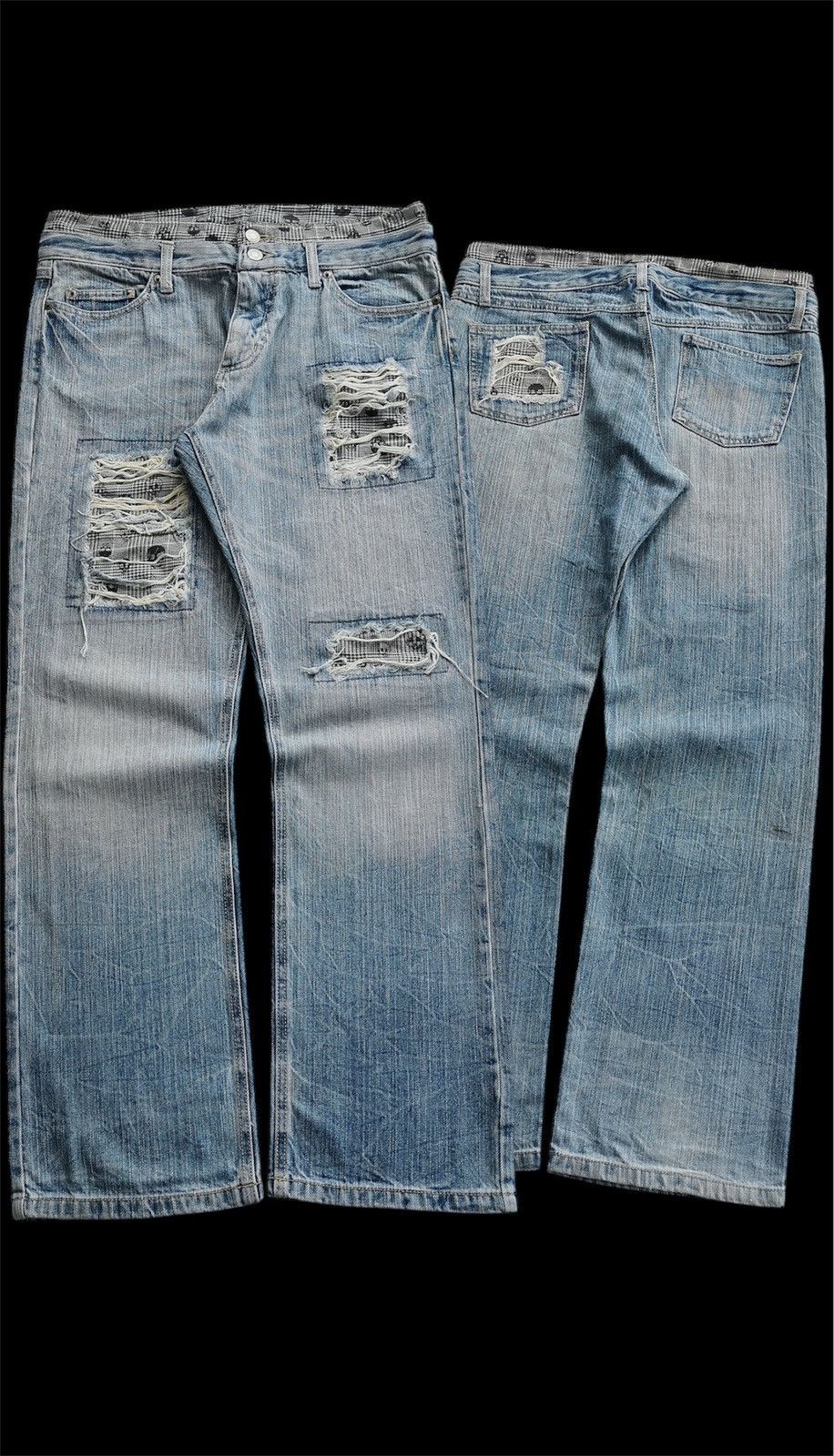 Other Unbrand Skull Patches Double Waist Denim Jeans Size US 32 / EU 48 - 1 Thumbnail