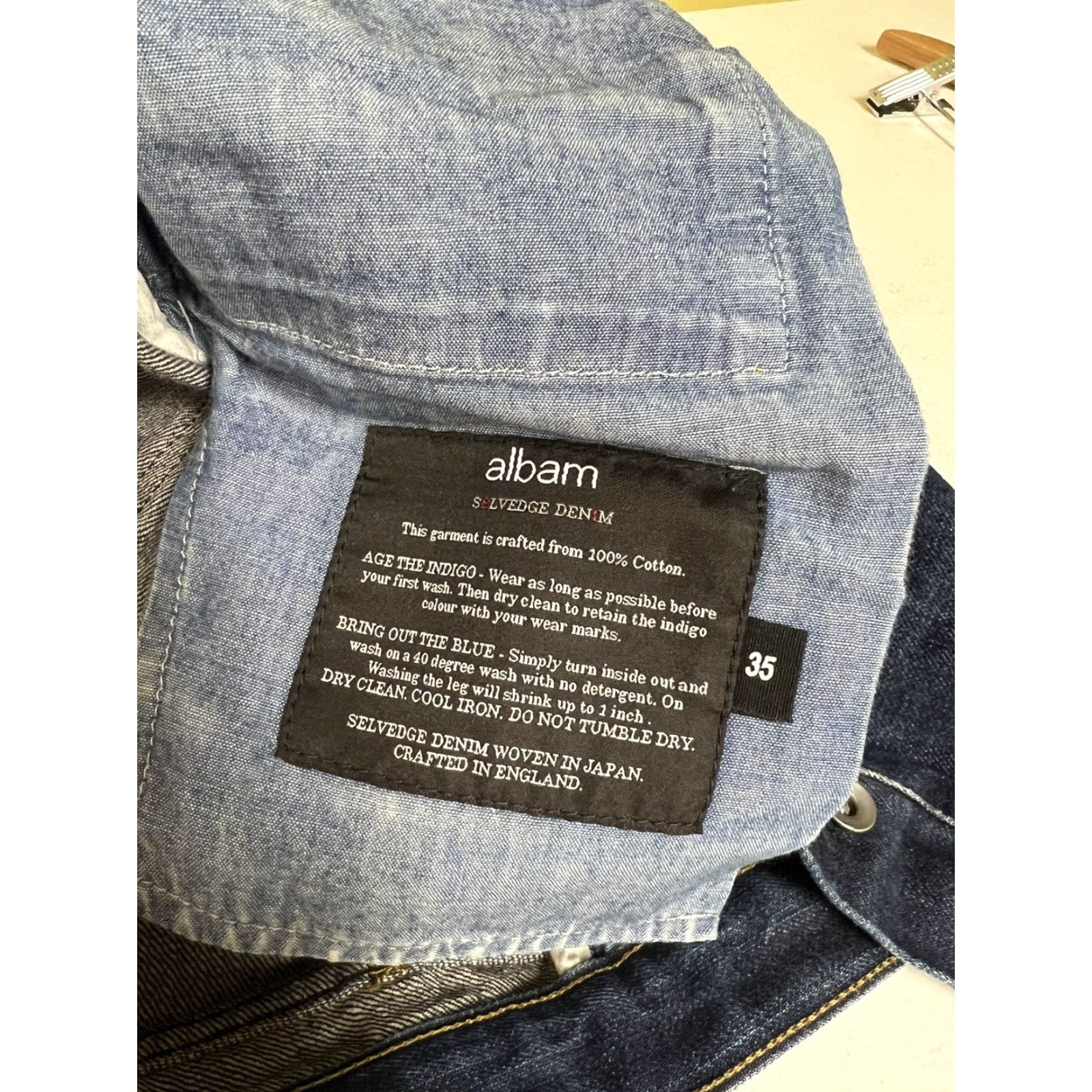 Albam VINTAGE Albam Jeans Denim 35x32 Distressed Regular Leg Men Straight USA Classic American Button Missing Size US 35 - 6 Thumbnail
